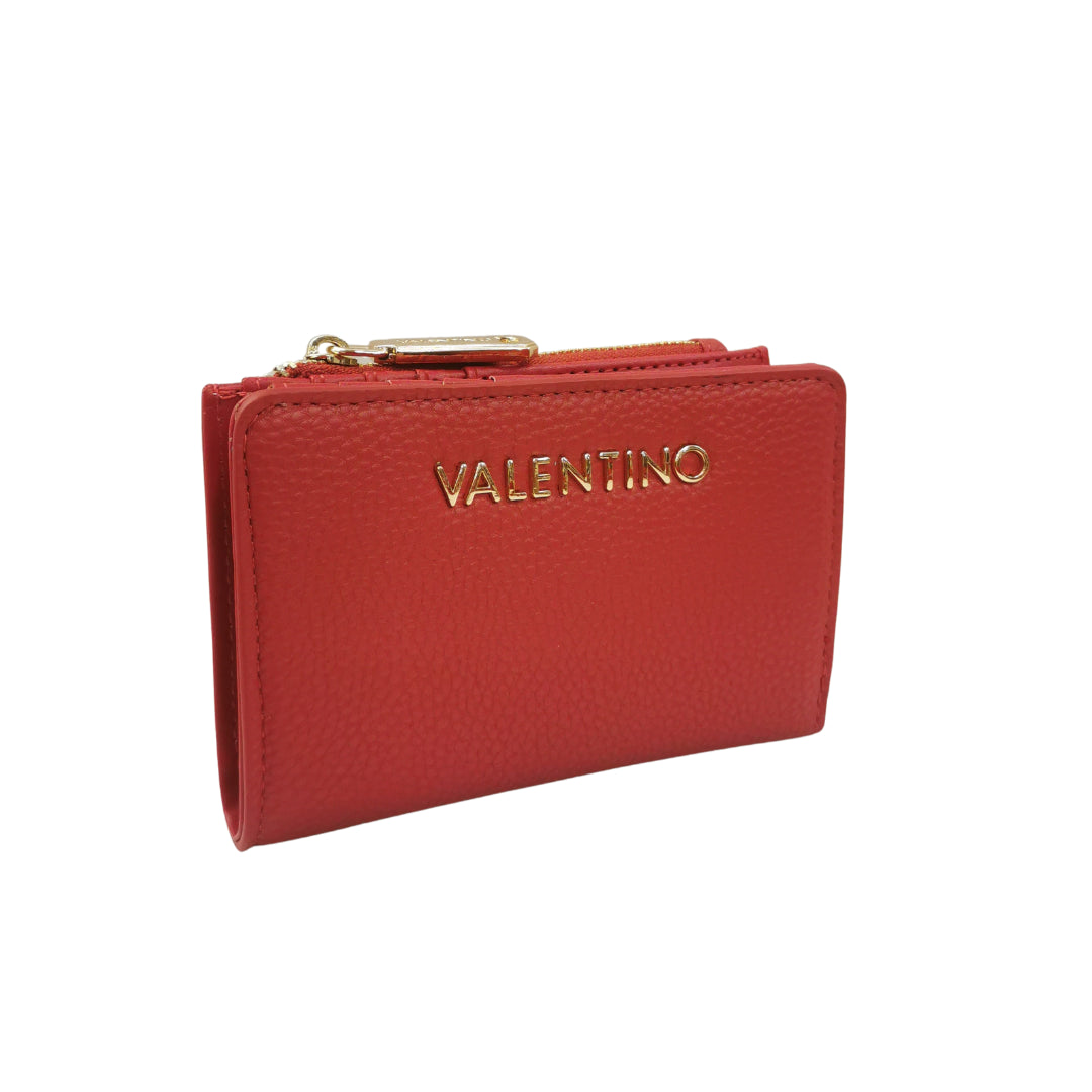 Mario Valentino Portafoglio Piccolo da Donna in Ecopelle Martellata Rossa con Tasca Esterna