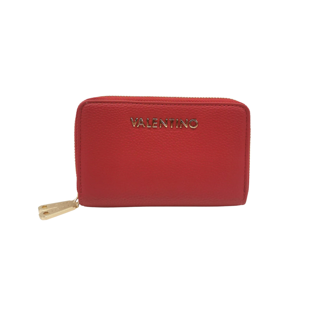 Mario Valentino Portafoglio Piccolo Donna in Ecopelle Martellata Rossa con Doppia Zip