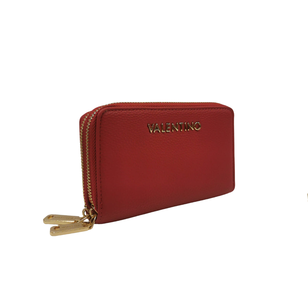 Mario Valentino Portafoglio Piccolo Donna in Ecopelle Martellata Rossa con Doppia Zip