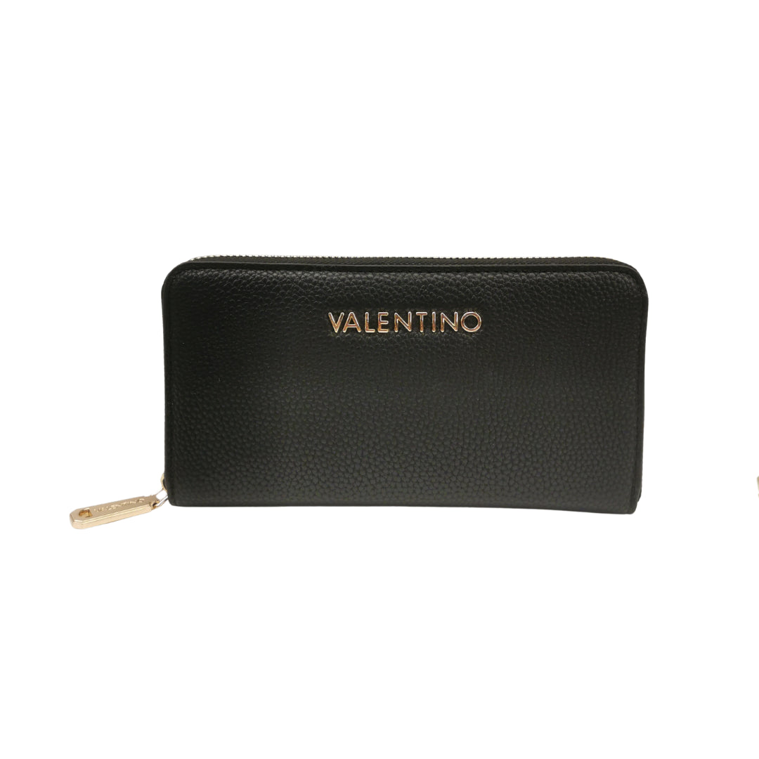 Mario Valentino Portafoglio Grande Donna Nera in Ecopelle Martellata Unica Zip