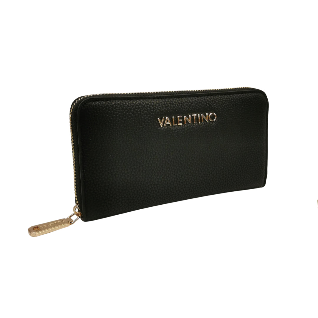 Mario Valentino Portafoglio Grande Donna Nera in Ecopelle Martellata Unica Zip