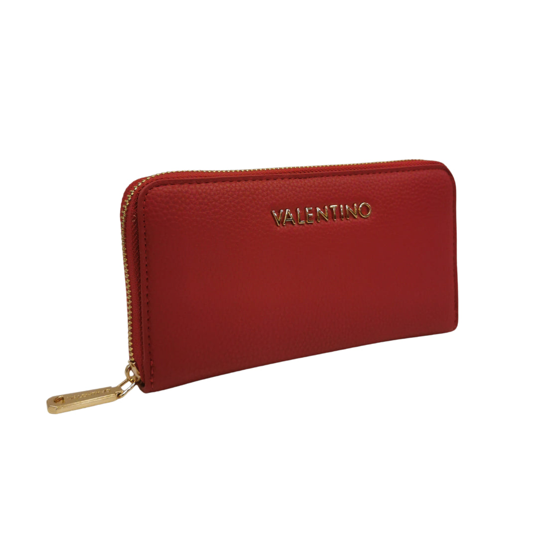 Mario Valentino Portafoglio Grande Donna Rossa in Ecopelle Martellata Unica Zip