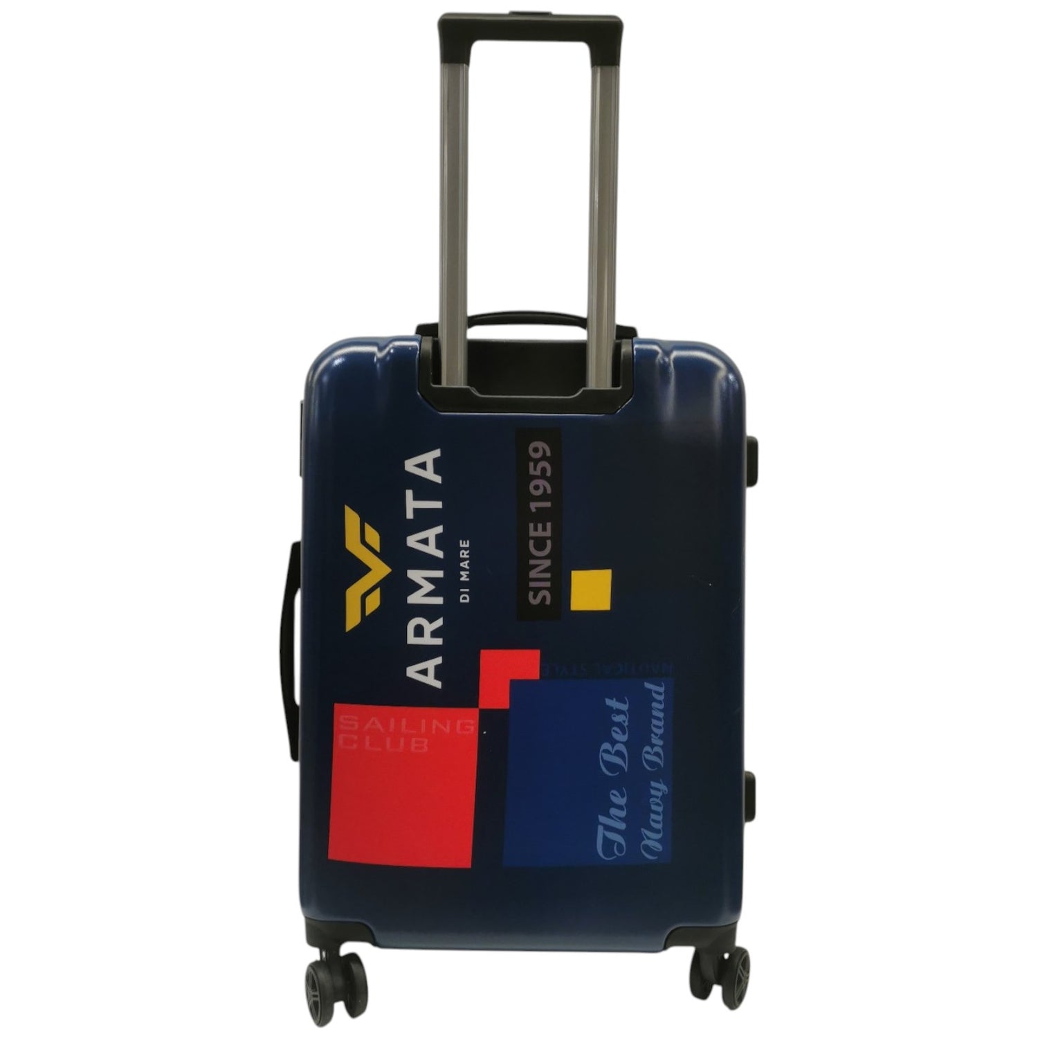 Armata di Mare Trolley Grande Uomo Blu in Policarbonato con 4 Ruote