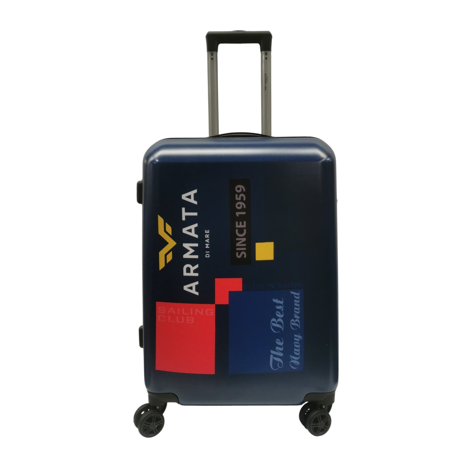 Armata di Mare Trolley Medio Uomo Blu in Policarbonato con 4 Ruote