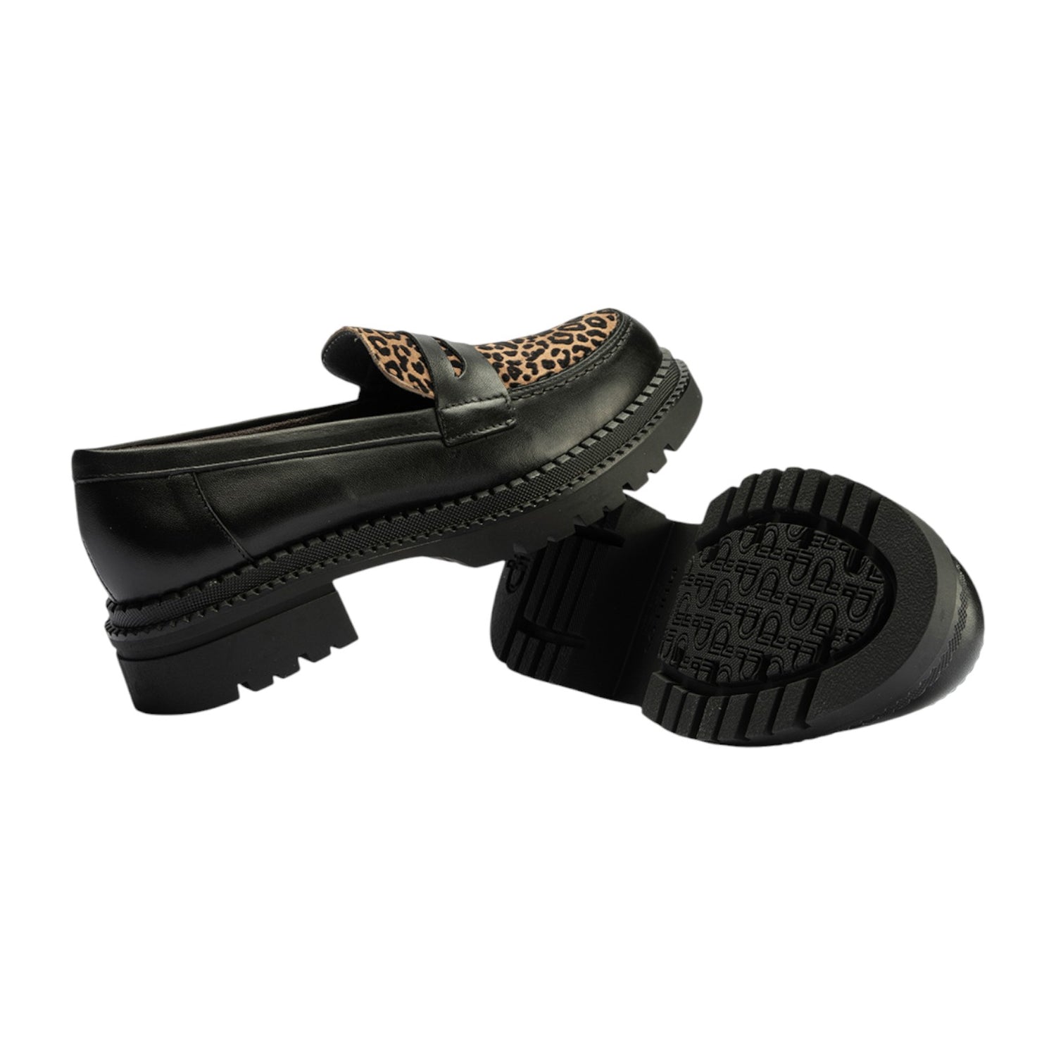 Pitillos Mocassino da Donna in Pelle con Dettaglio Stampa Animalier con Gomma 4 cm