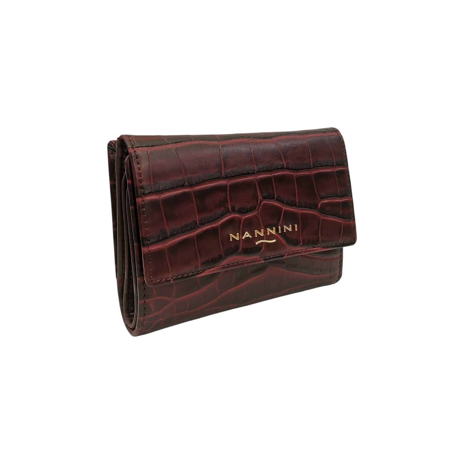 Nannini Firenze Portafoglio Piccolo Wallis Donna in Pelle Cocco Bordeaux