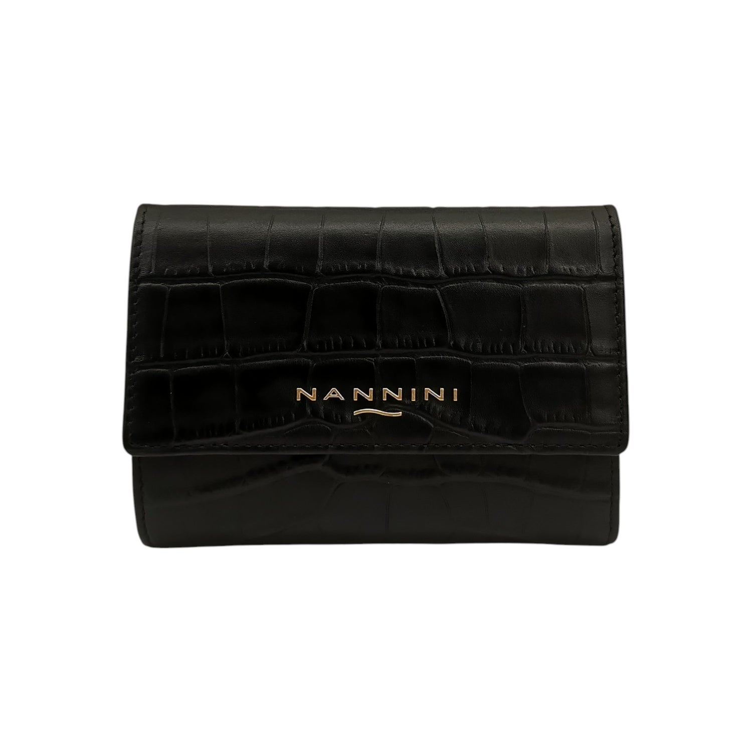 Nannini Firenze Portafoglio Piccolo Wallis Donna in Pelle Cocco Nero