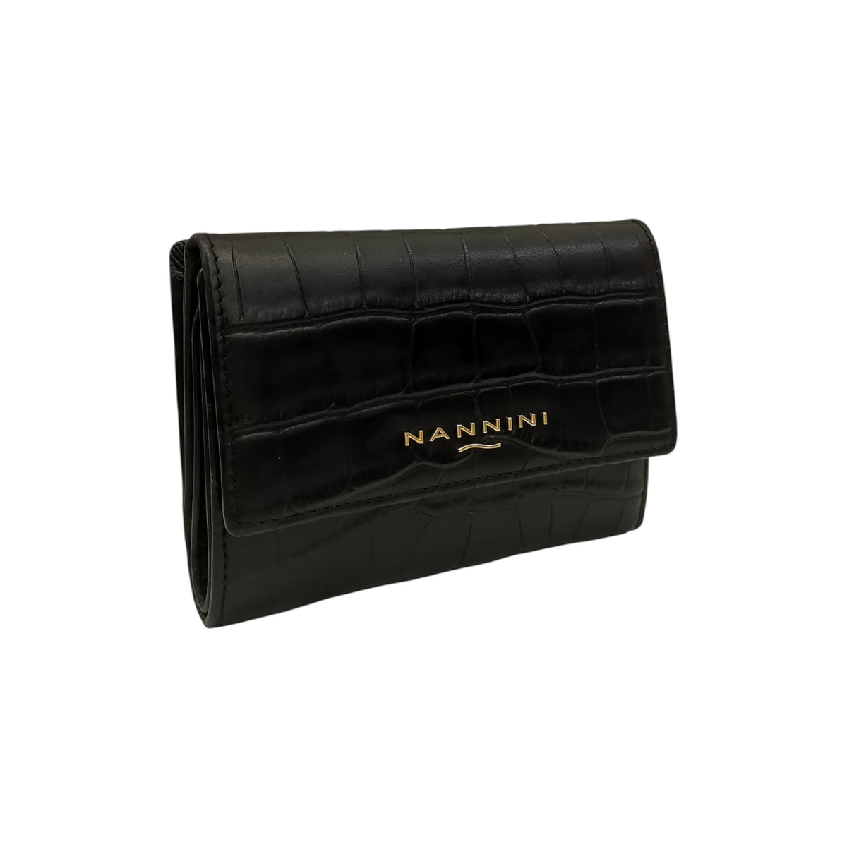 Nannini Firenze Portafoglio Piccolo Wallis Donna in Pelle Cocco Nero