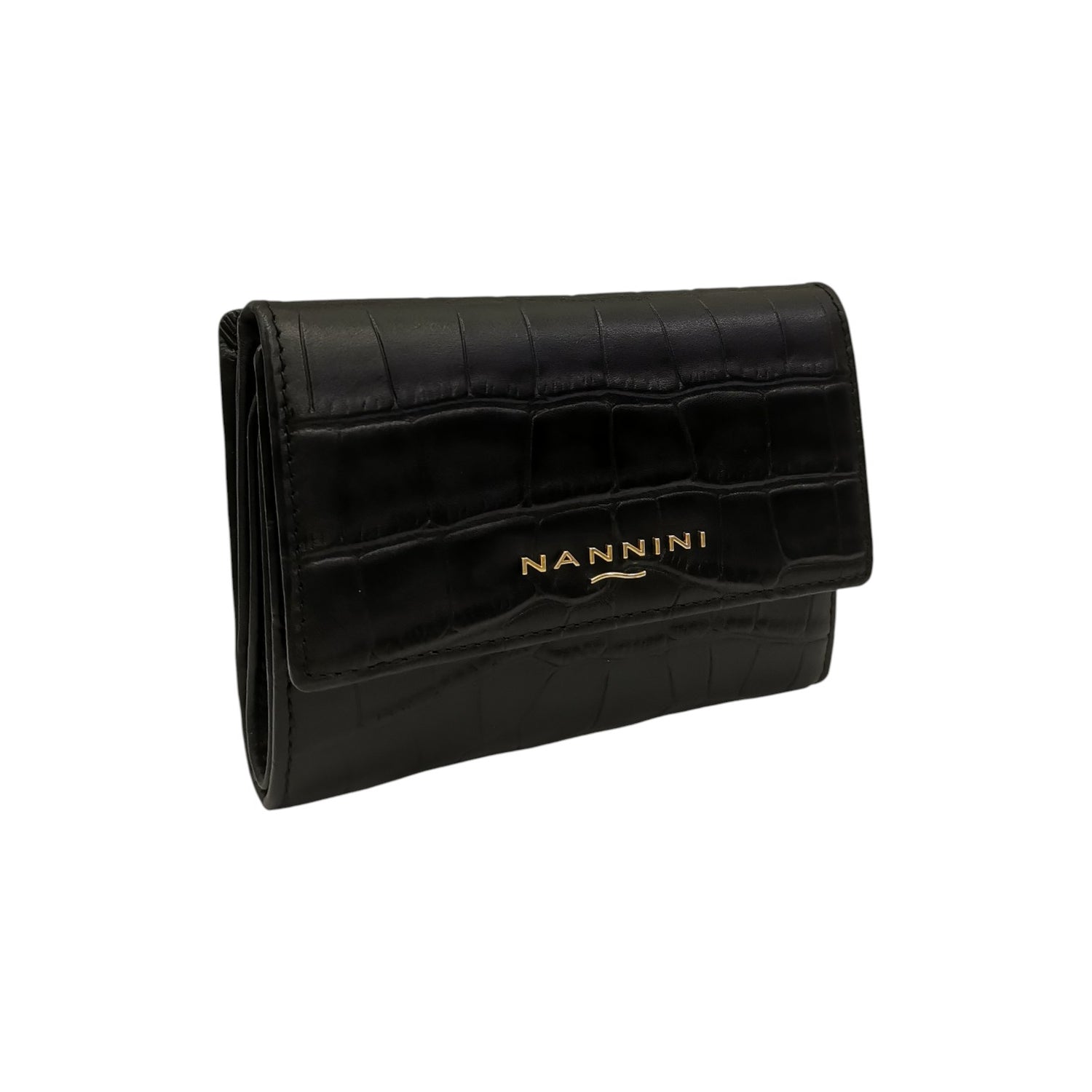 Nannini Firenze Portafoglio Piccolo Wallis Donna in Pelle Cocco Nero