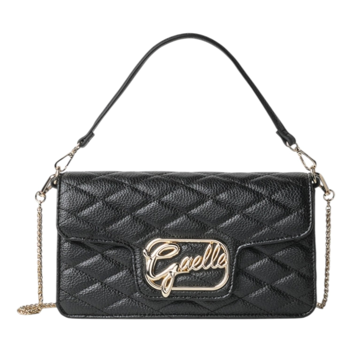 Gaelle Borsa a Spalla da Donna Nera Matelassè con Tracolla Catena