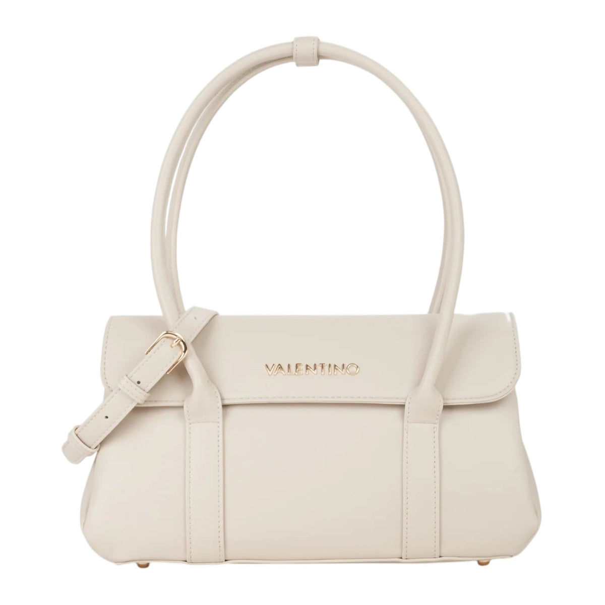 Mario Valentino Borsa a Spalla Donna in Ecopelle Ecru con Manici Alti e Tracolla