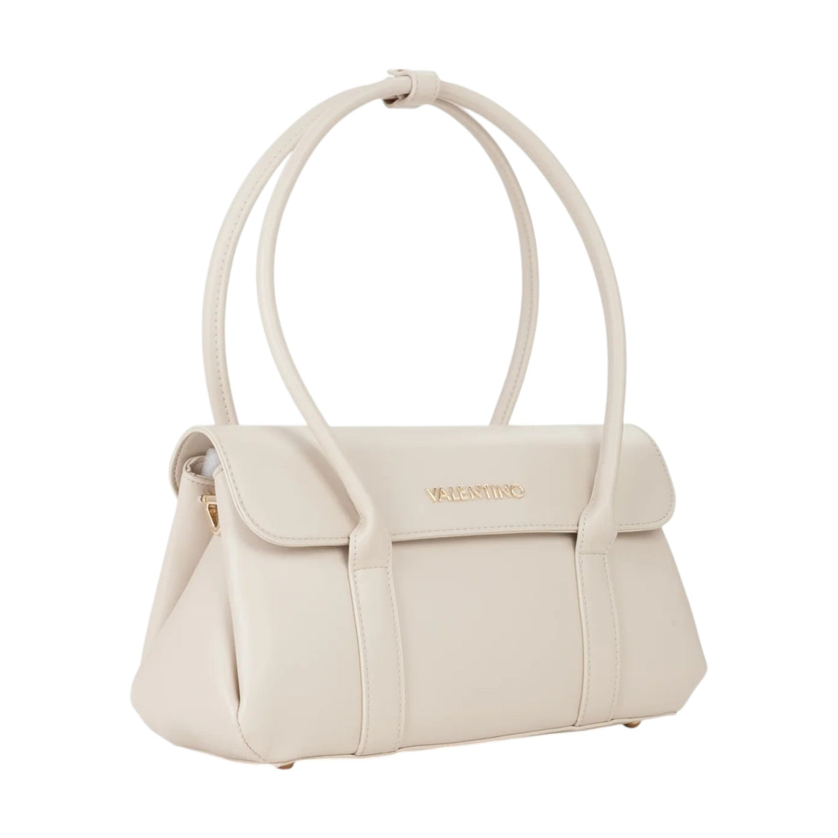 Mario Valentino Borsa a Spalla Donna in Ecopelle Ecru con Manici Alti e Tracolla