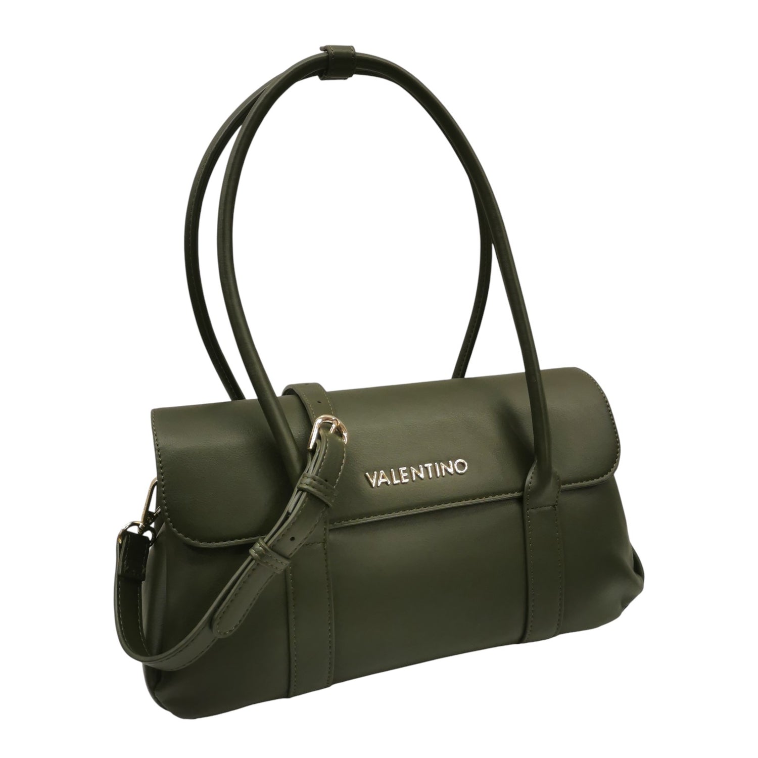 Mario Valentino Borsa a Spalla Donna in Ecopelle Militare con Manici Alti e Tracolla