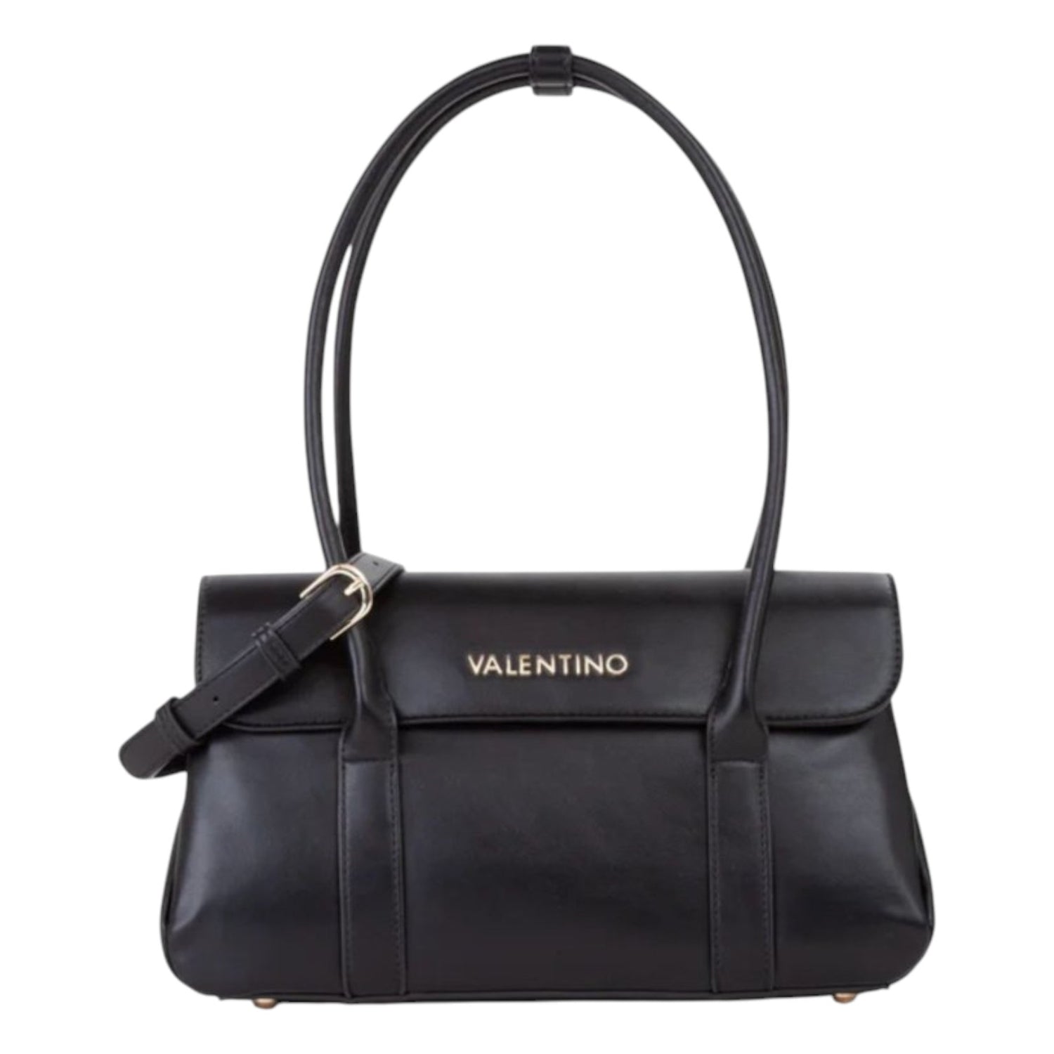 Mario Valentino Borsa a Spalla Donna in Ecopelle Nera con Manici Alti e Tracolla
