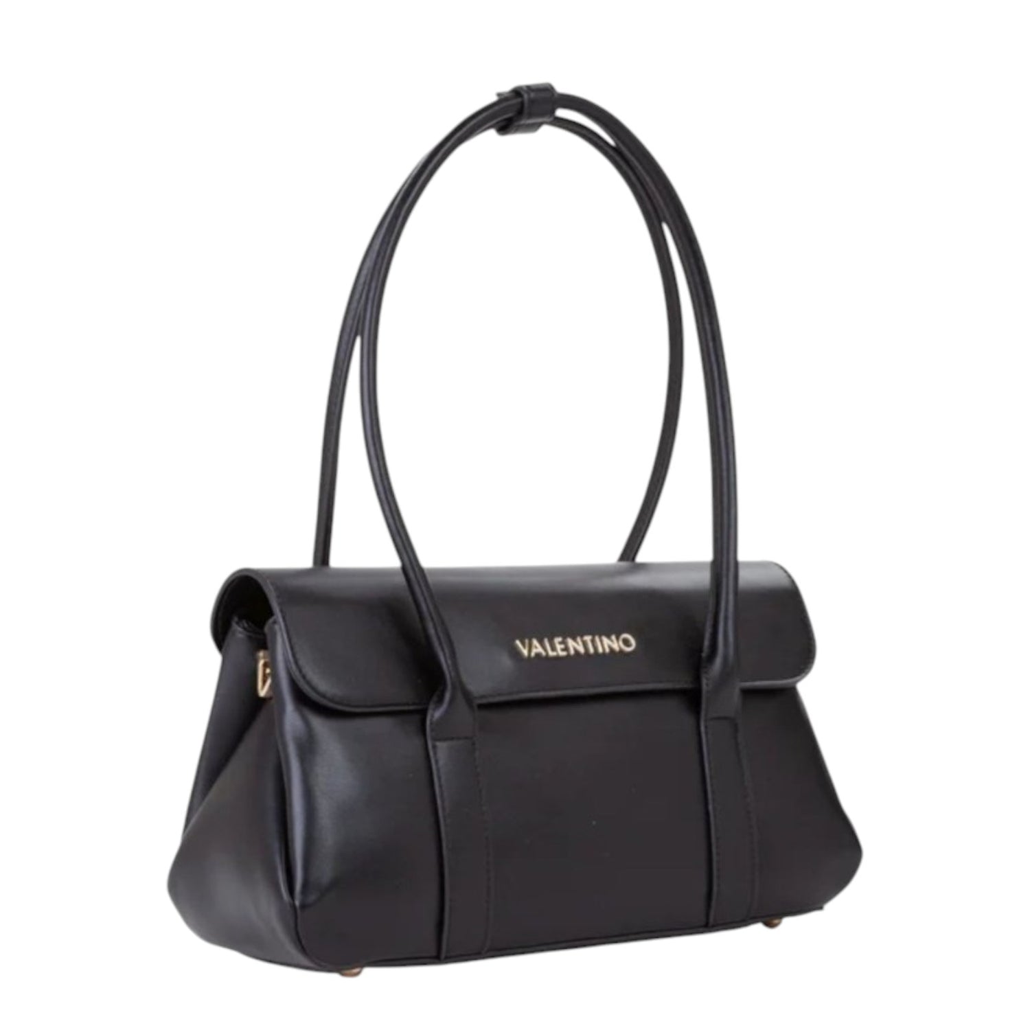 Mario Valentino Borsa a Spalla Donna in Ecopelle Nera con Manici Alti e Tracolla