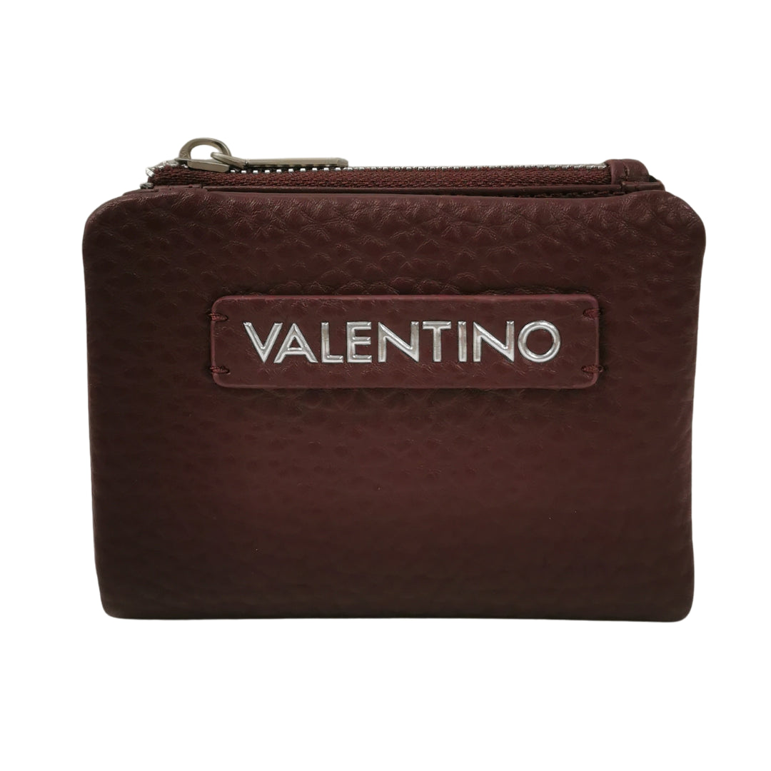 Mario Valentino Portafoglio Piccolo da Donna Ecopelle Martellata Prugna e Tasca Esterna con Zip