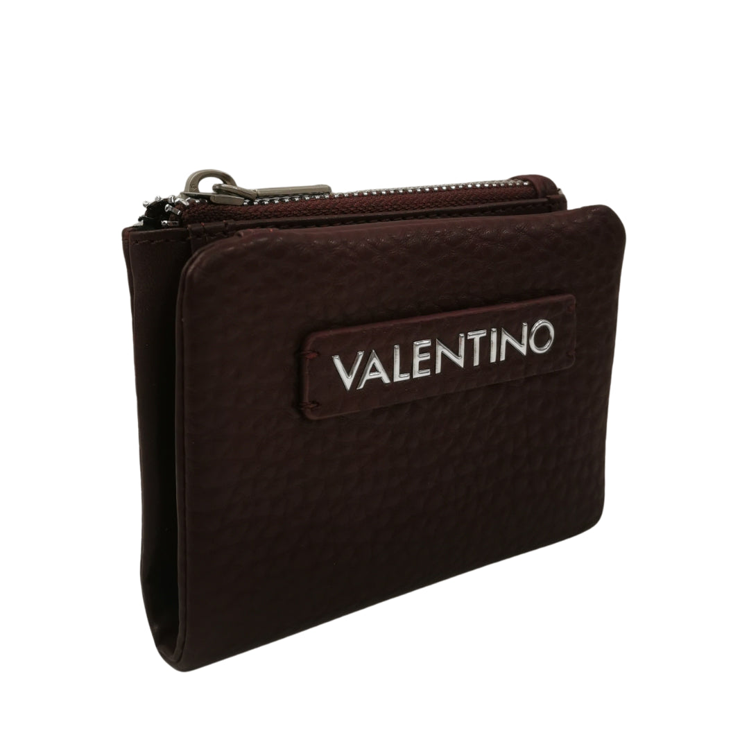 Mario Valentino Portafoglio Piccolo da Donna Ecopelle Martellata Prugna e Tasca Esterna con Zip