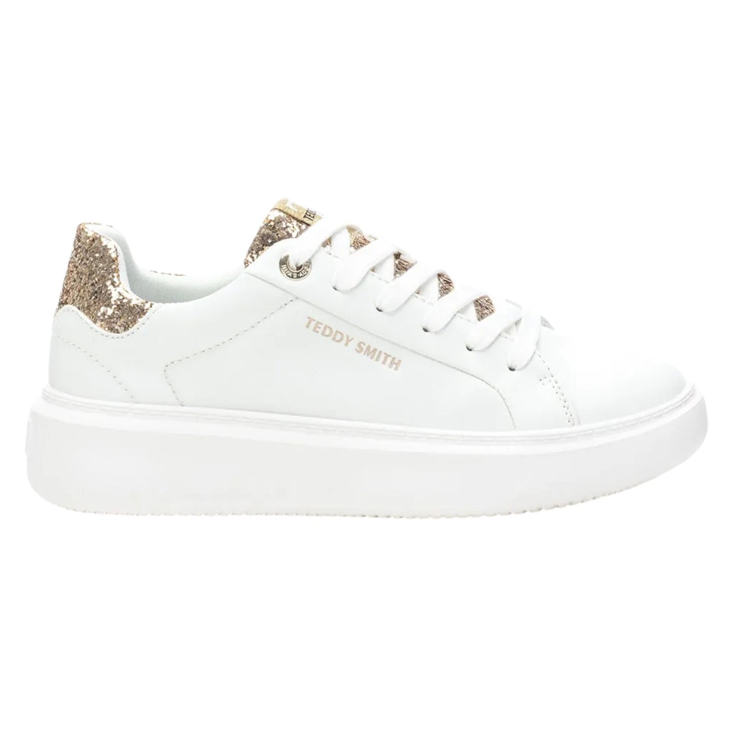 Teddy Smith Sneakers Donna in Ecopelle Bianca con Strass Oro