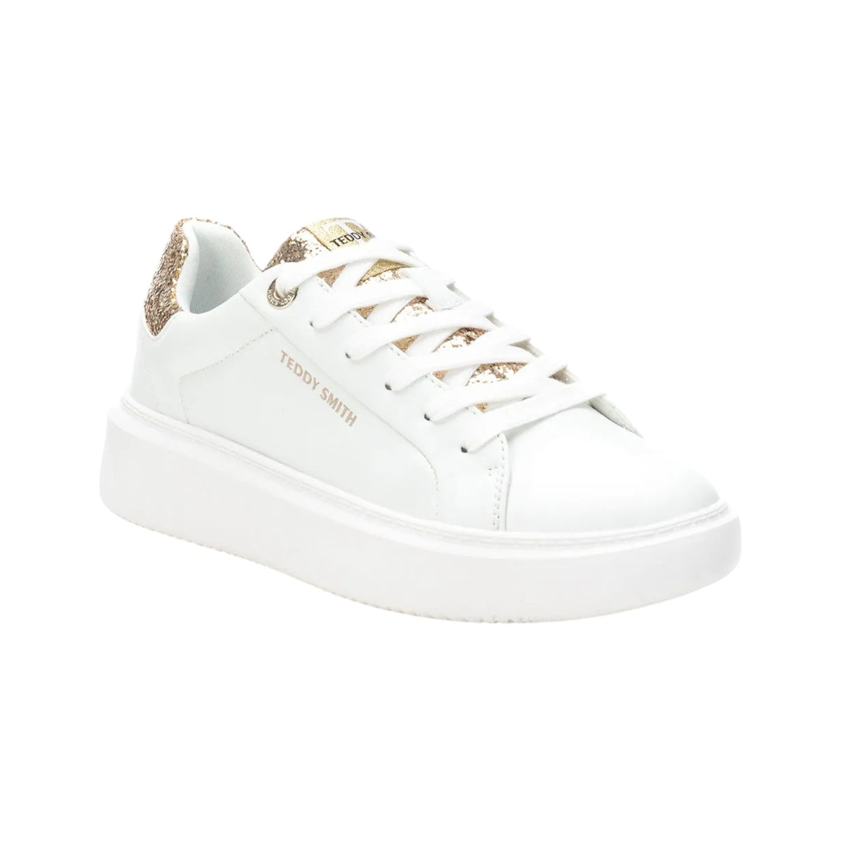 Teddy Smith Sneakers Donna in Ecopelle Bianca con Strass Oro