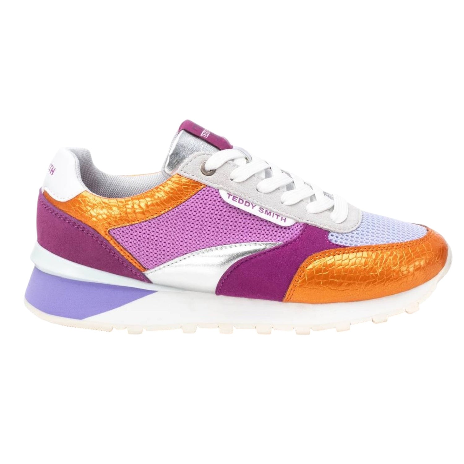 Teddy Smith Sneakers Donna in Ecopelle e Tessuto Fuxia con Dettagli Multicolor