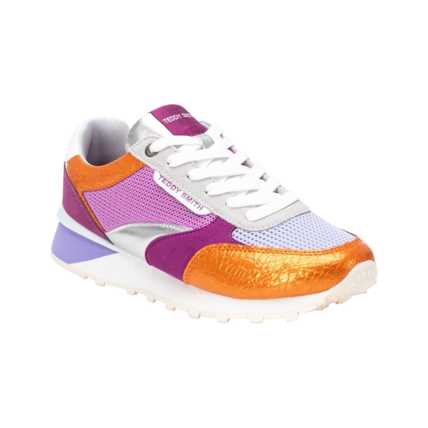 Teddy Smith Sneakers Donna in Ecopelle e Tessuto Fuxia con Dettagli Multicolor