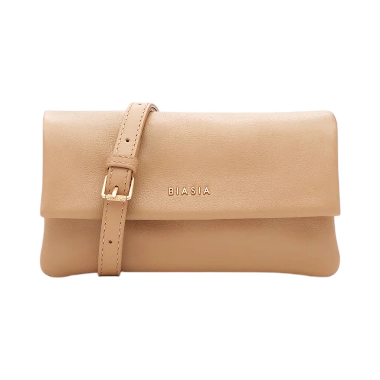 Biasia Borsa a Tracolla Donna in Pelle Morbida Cammello con Patta