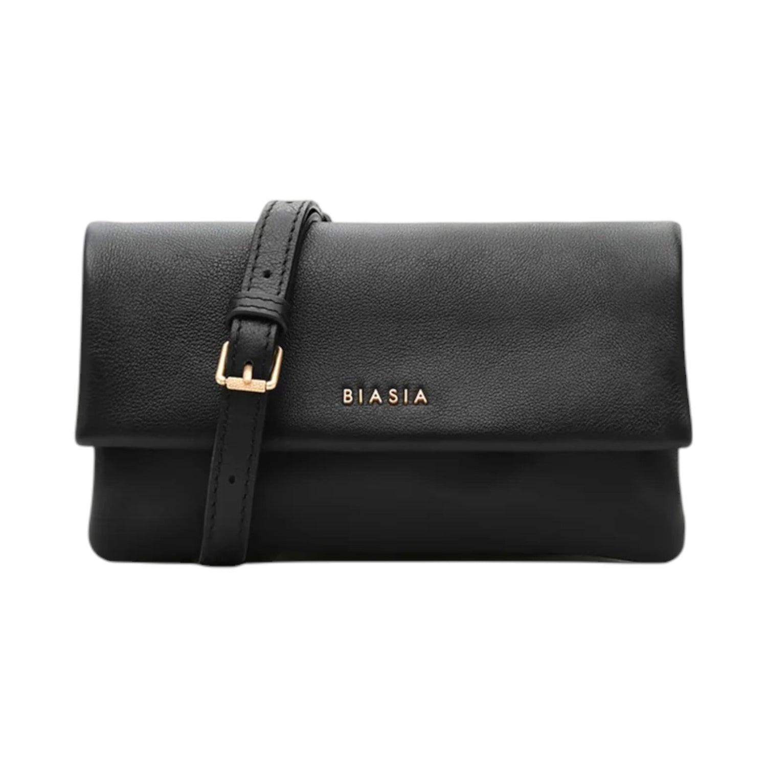 Biasia Borsa a Tracolla Donna in Pelle Morbida Nera con Patta