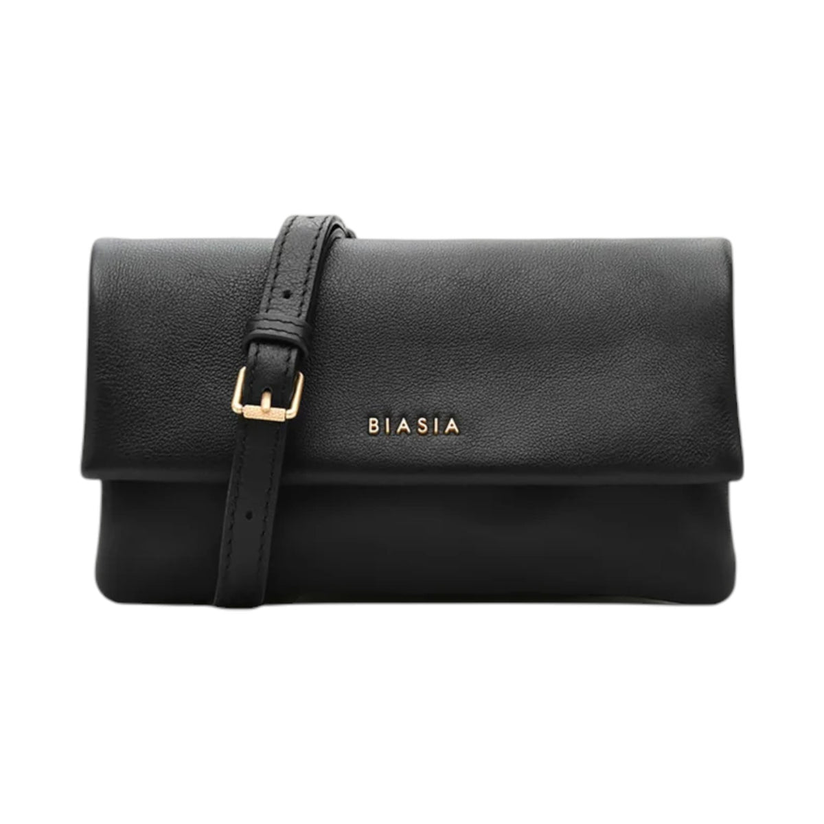 Biasia Borsa a Tracolla Donna in Pelle Morbida Nera con Patta