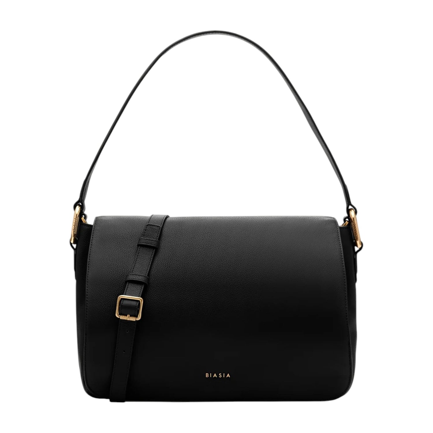 Biasia Borsa a Spalla Donna in Pelle Nera con Logo e Tracolla