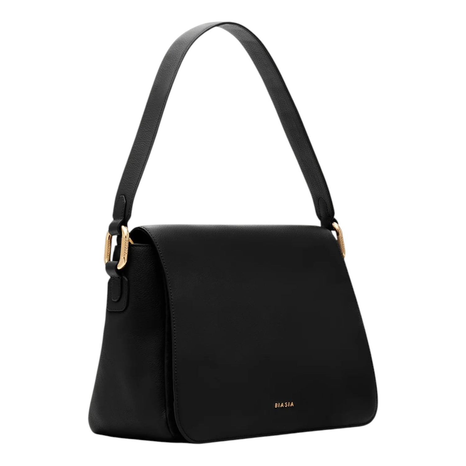 Biasia Borsa a Spalla Donna in Pelle Nera con Logo e Tracolla