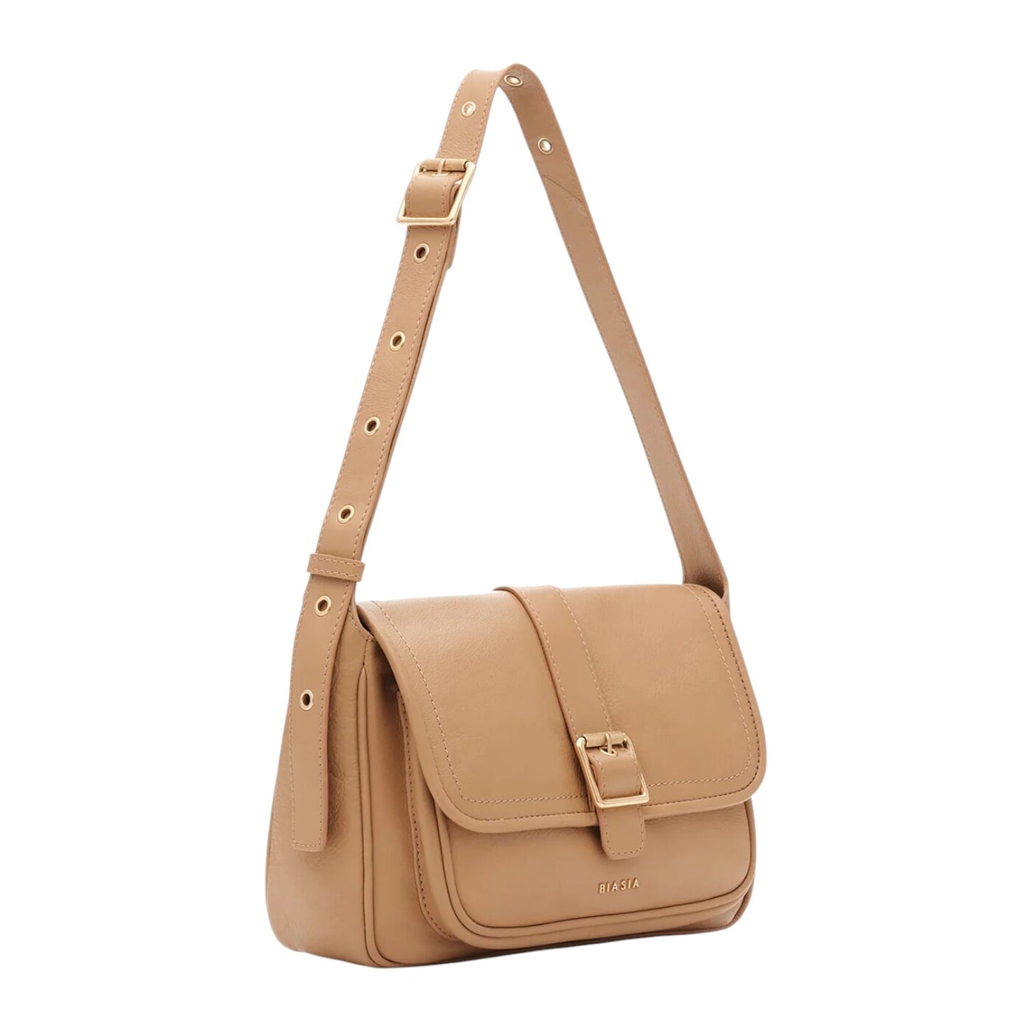 Biasia Tracolla Donna in Pelle Cammello con Tasca Frontale