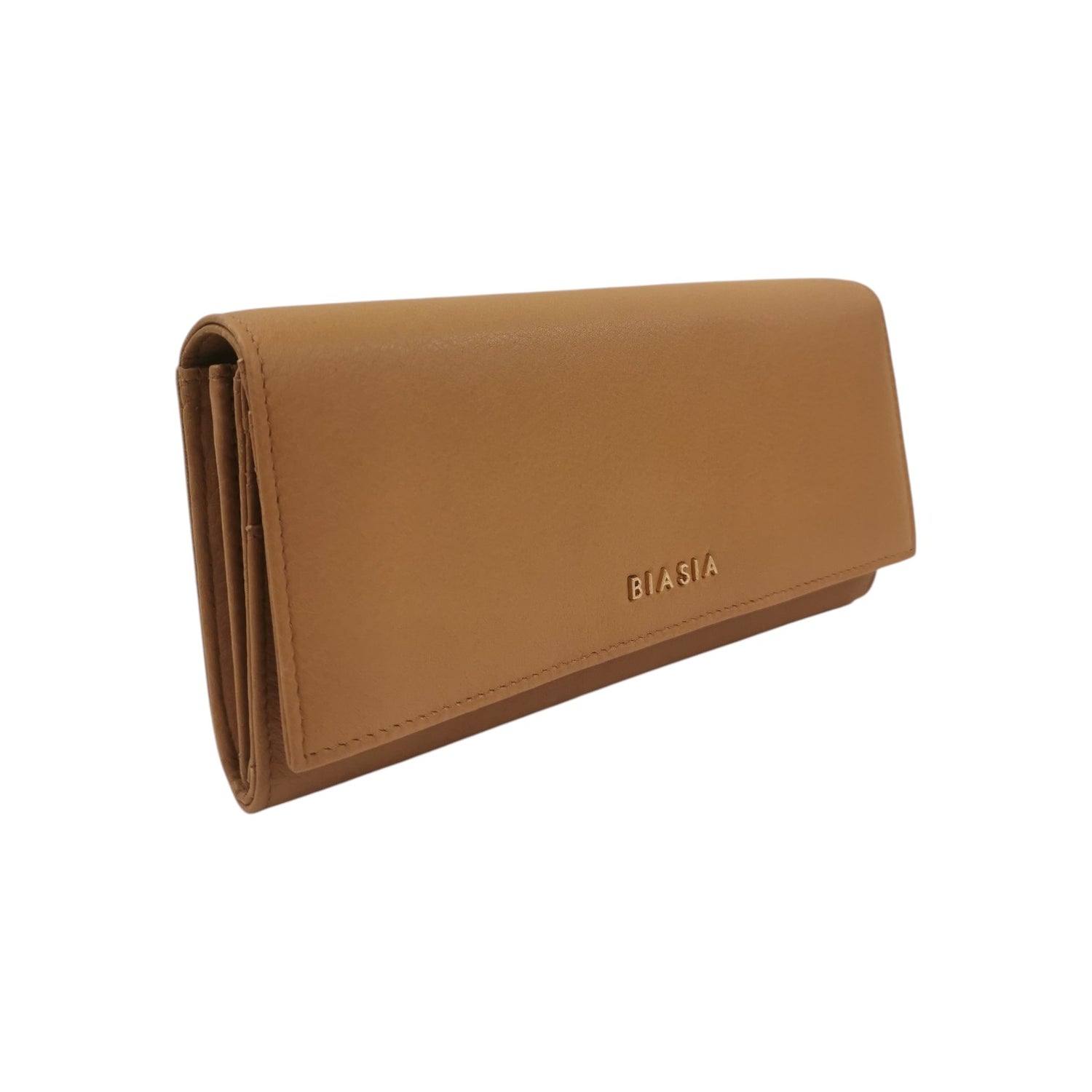 Biasia Portafoglio Donna in Pelle Martellata Cammello con Patta Frontale