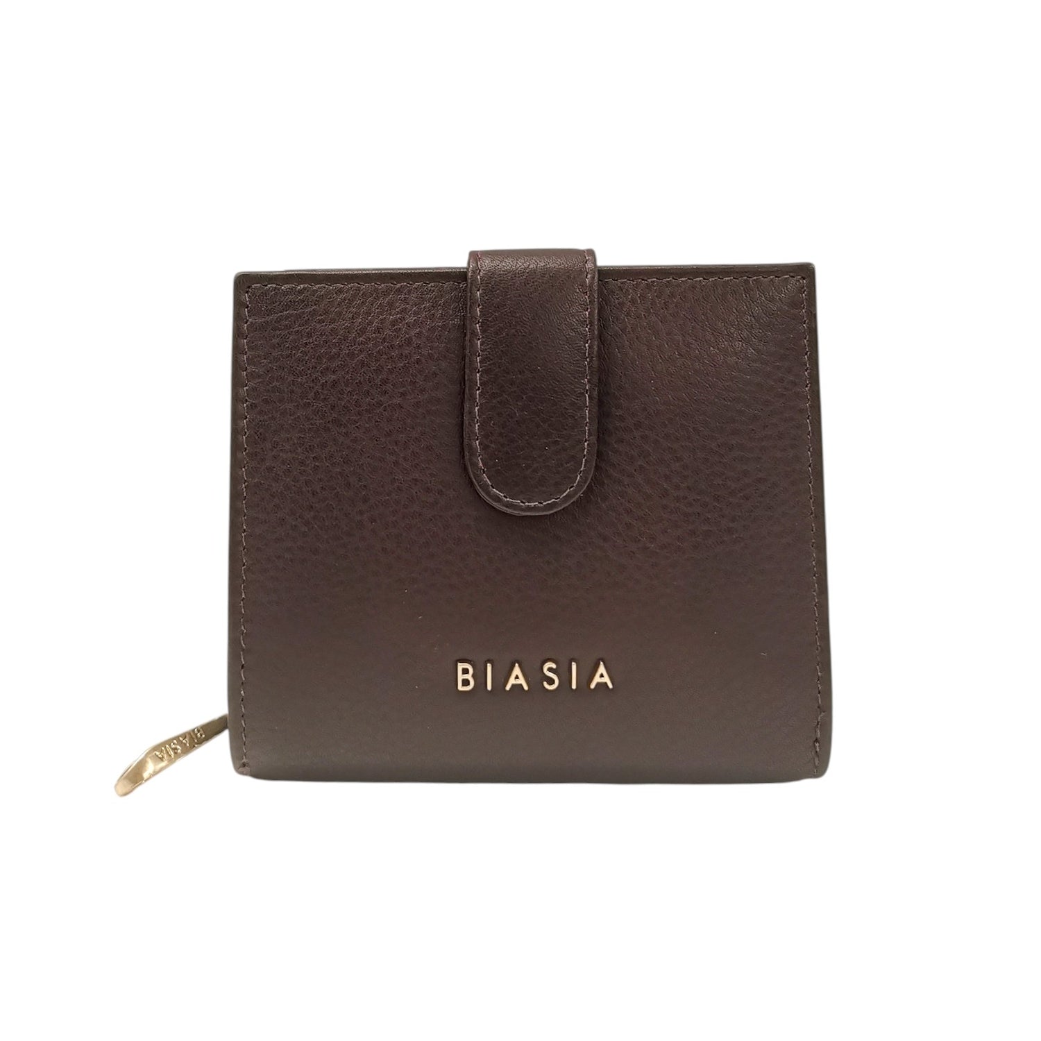 Biasia Portafoglio Piccolo in Pelle da Donna Prugna con Apertura Bottone