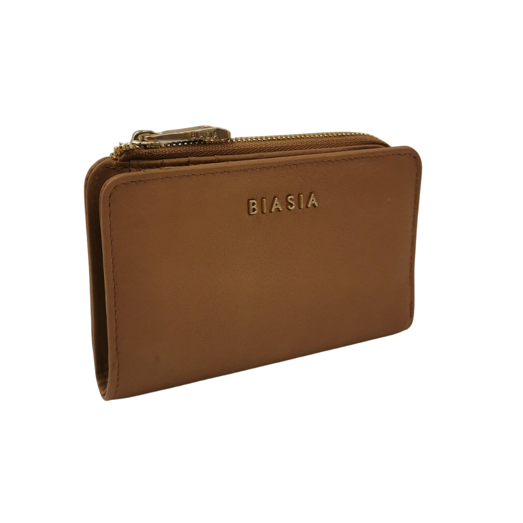 Biasia Portafoglio Piccolo Donna in Pelle Cammello Chiusura con Bottone