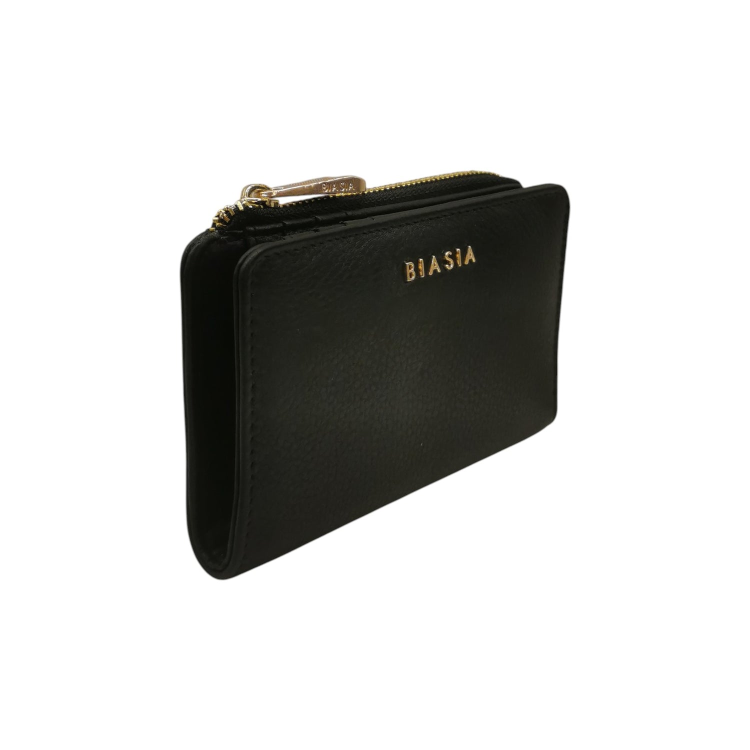 Biasia Portafoglio Piccolo Donna in Pelle Nera Chiusura con Bottone