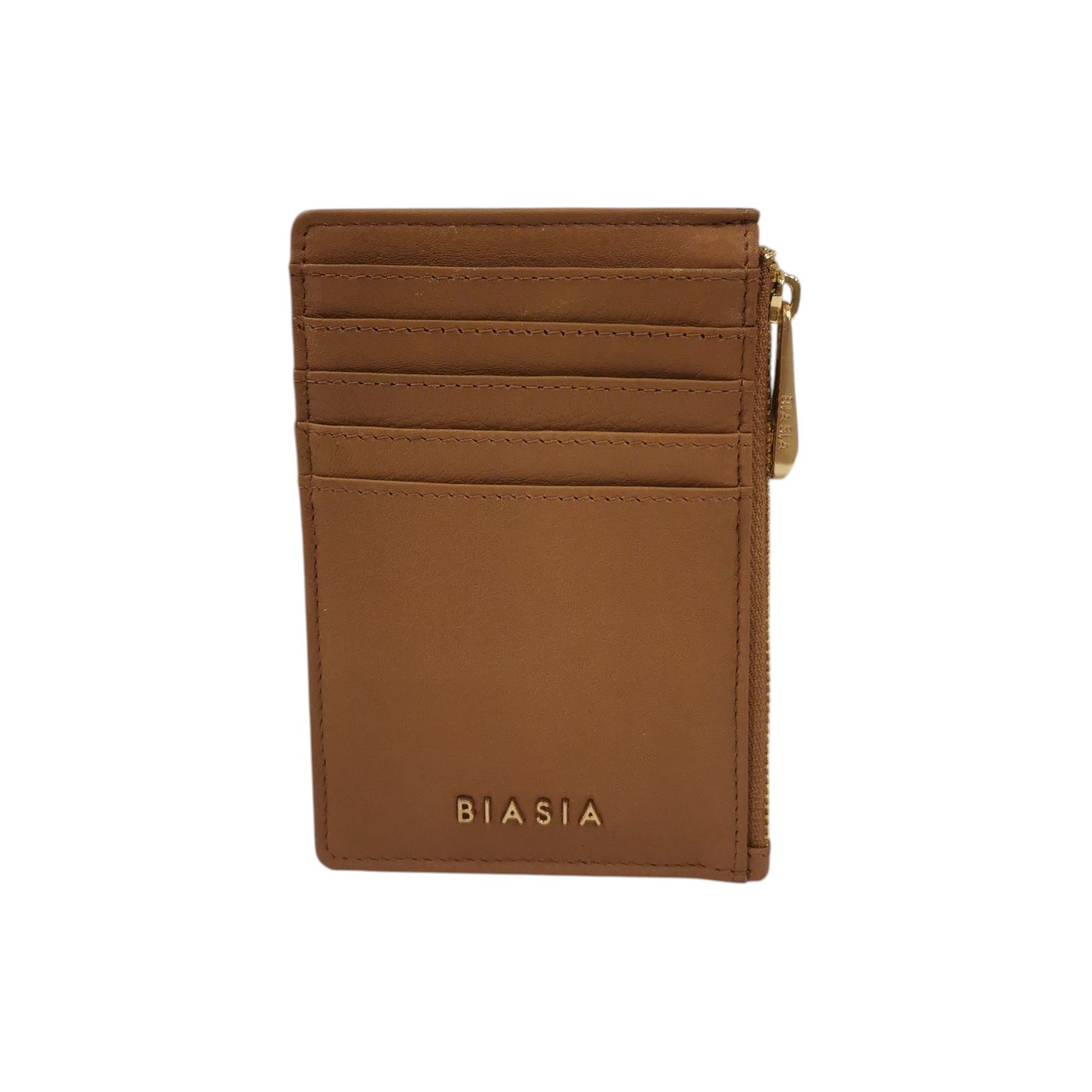 Biasia Portacarte Donna in Pelle Cammello con Zip