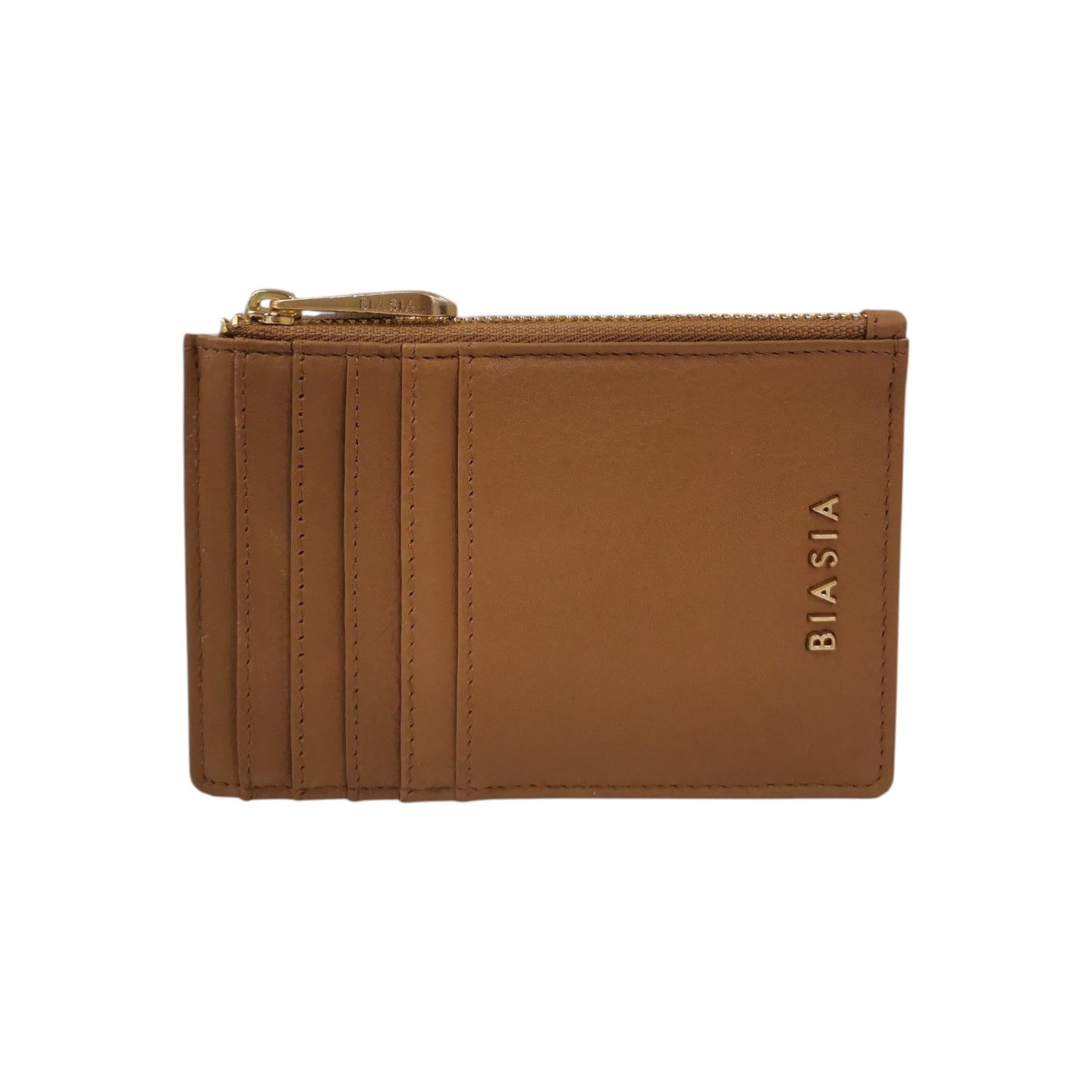 Biasia Portacarte Donna in Pelle Cammello con Zip