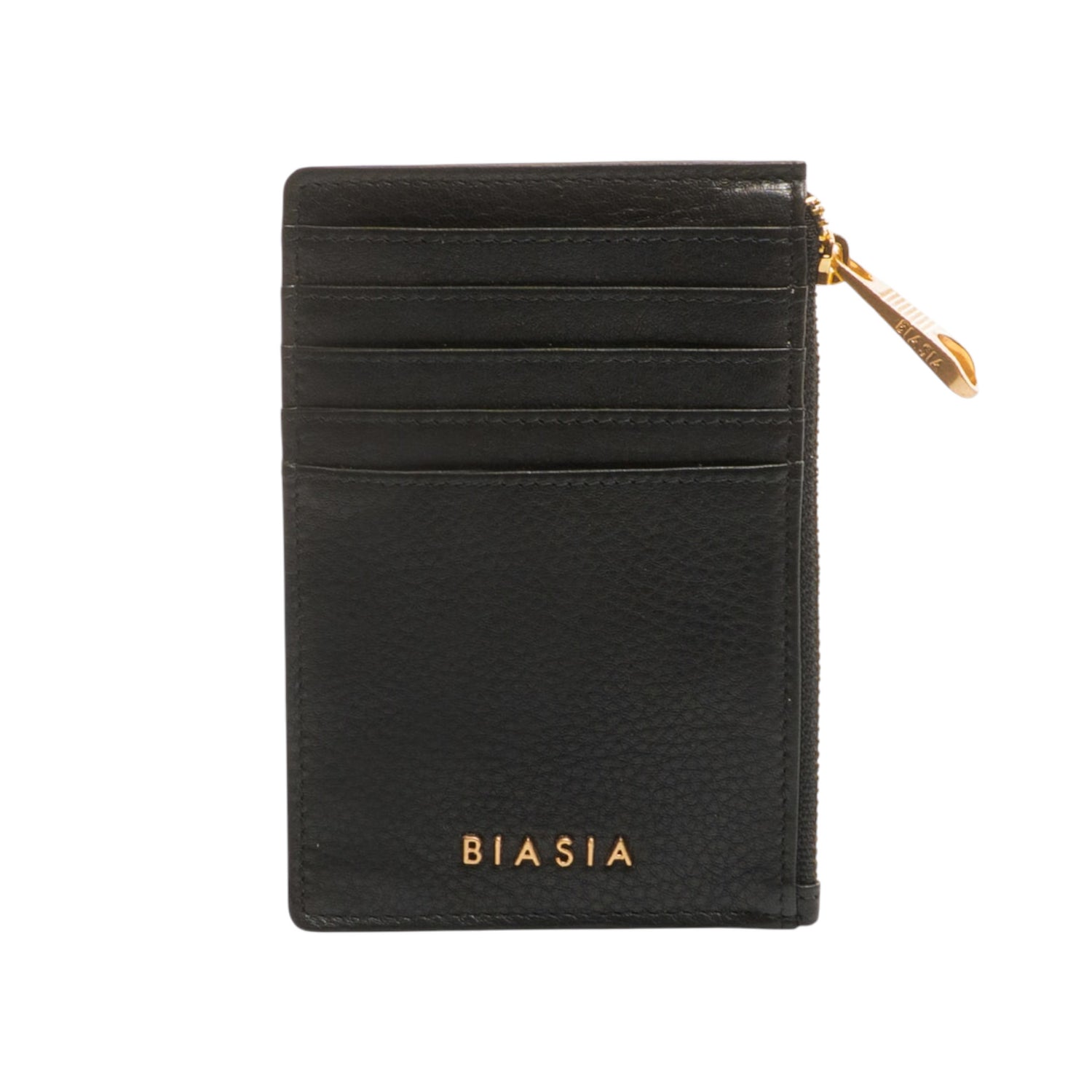 Biasia Portacarte Donna in Pelle Nera con Zip