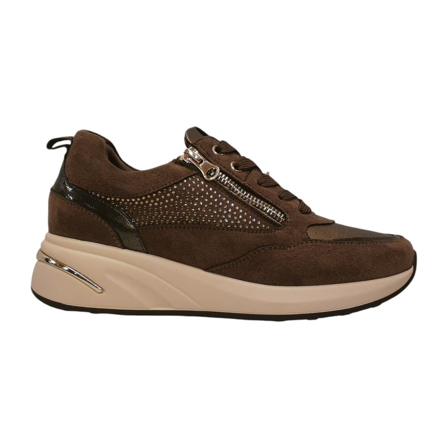 Susimoda Sneakers Donna in Camoscio Sintetico Kaki con Lacci e Zip