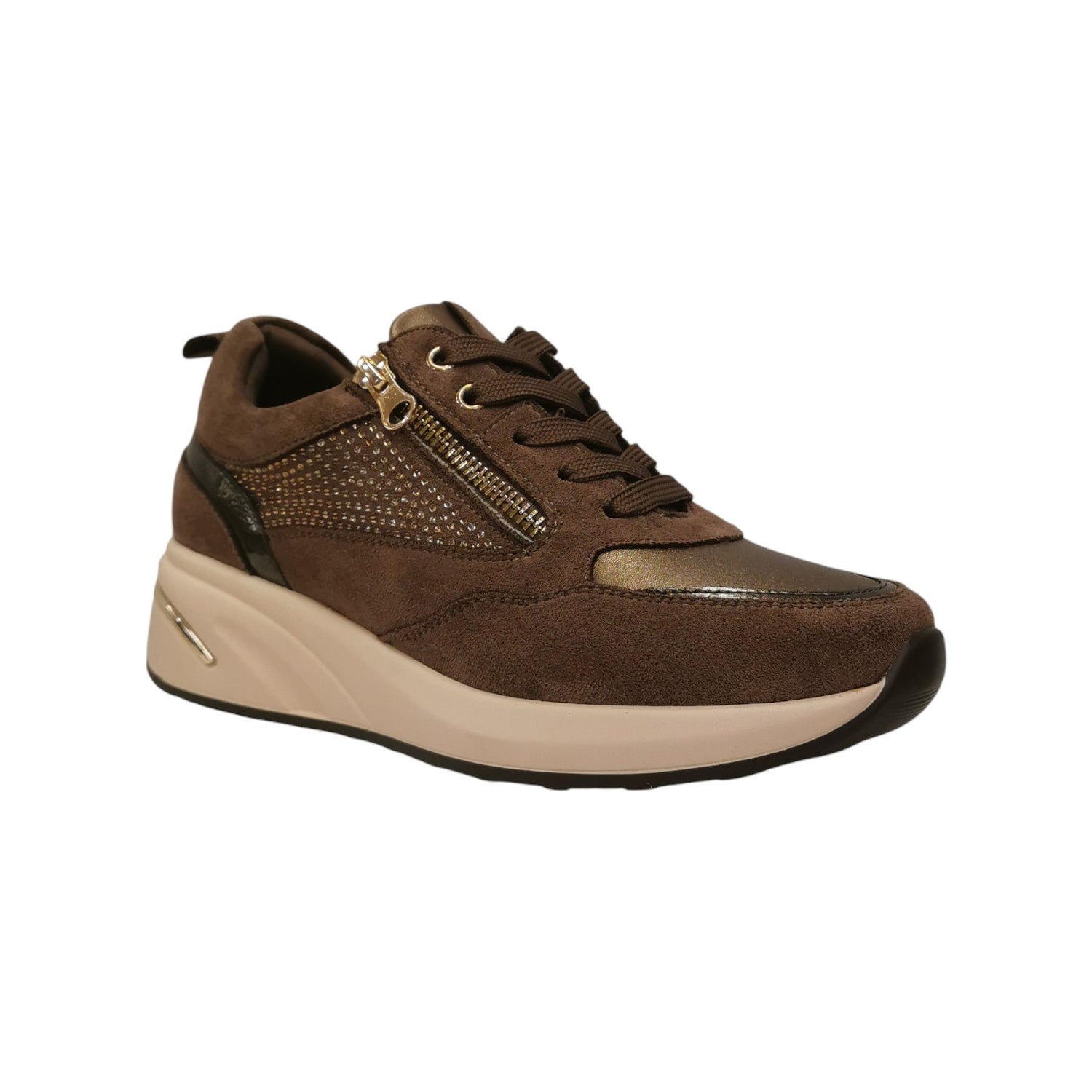 Susimoda Sneakers Donna in Camoscio Sintetico Kaki con Lacci e Zip