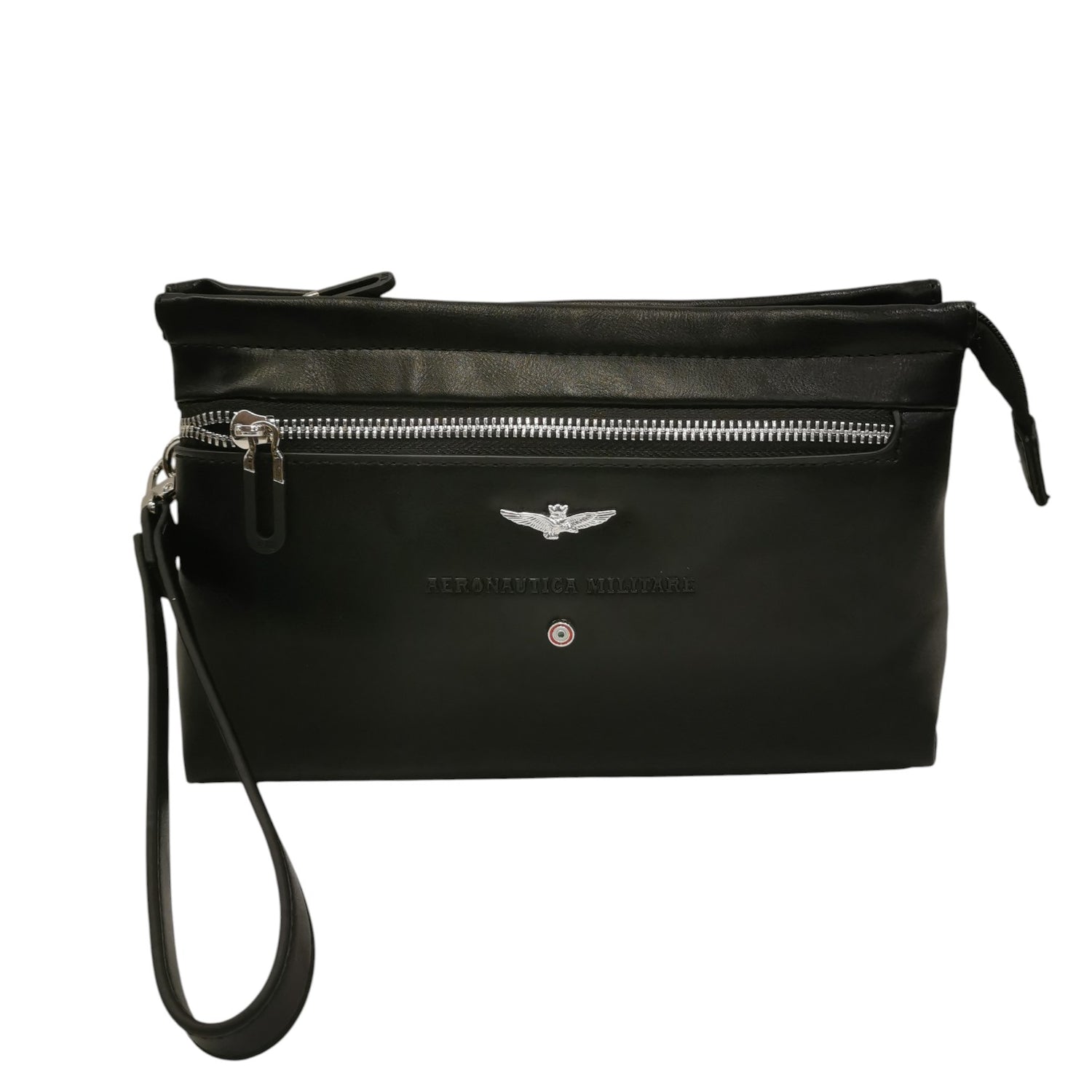Aeronautica Militare Pochette Linea Perfomance Uomo in Ecopelle Nera con Polsino