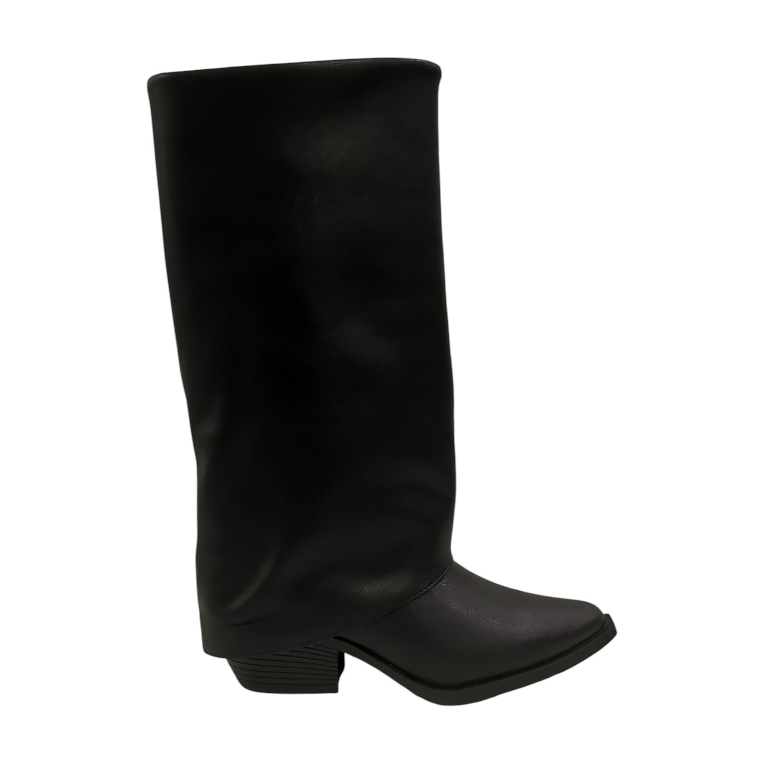 Ikaros Camperos Donna in Pelle Nera con Risvolto e Tacco Alto 50mm