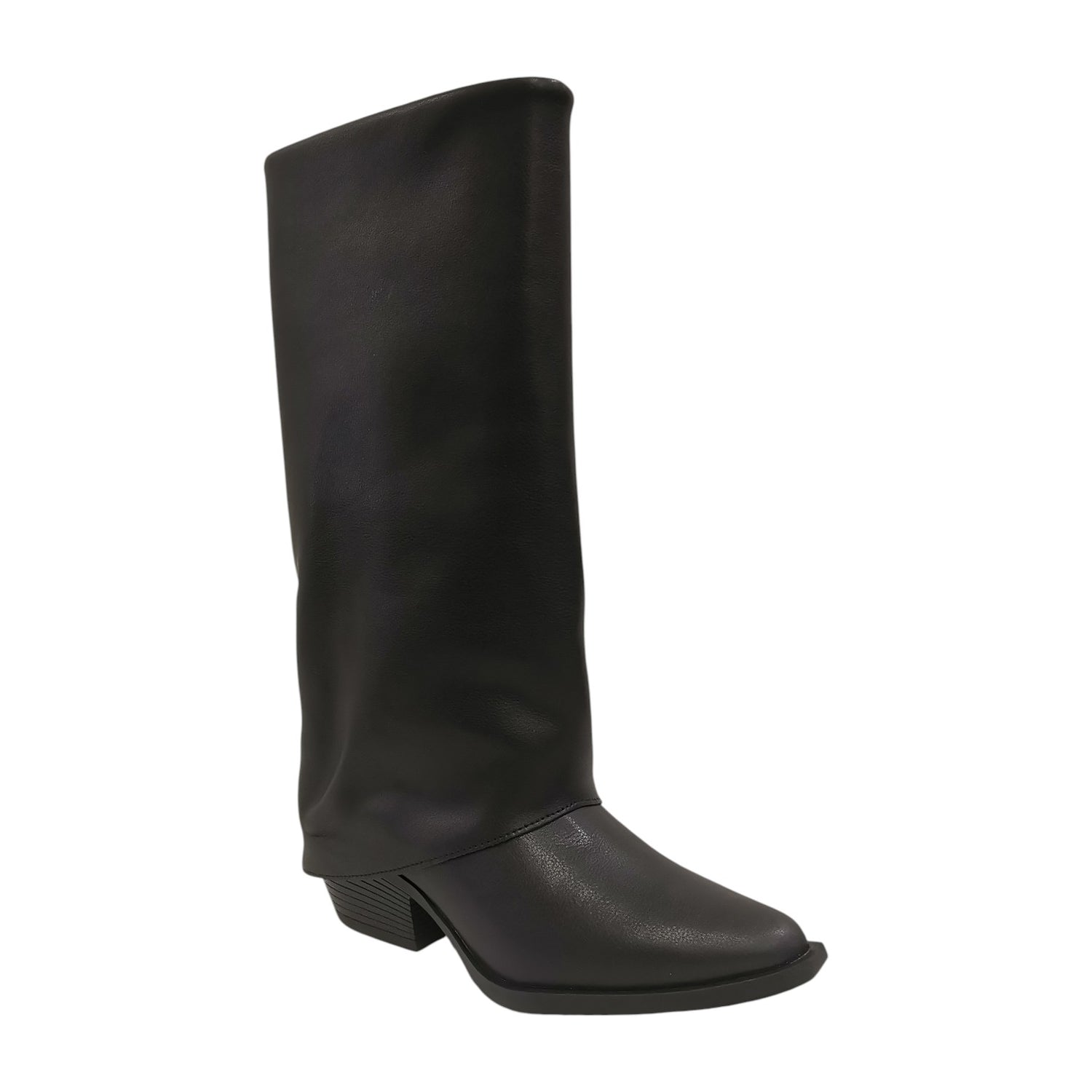 Ikaros Camperos Donna in Pelle Nera con Risvolto e Tacco Alto 50mm