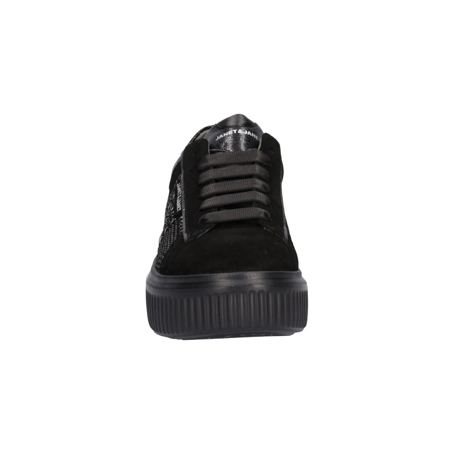 Janet&Janet Sneakers Donna in Camoscio Nero con Strass e Platform