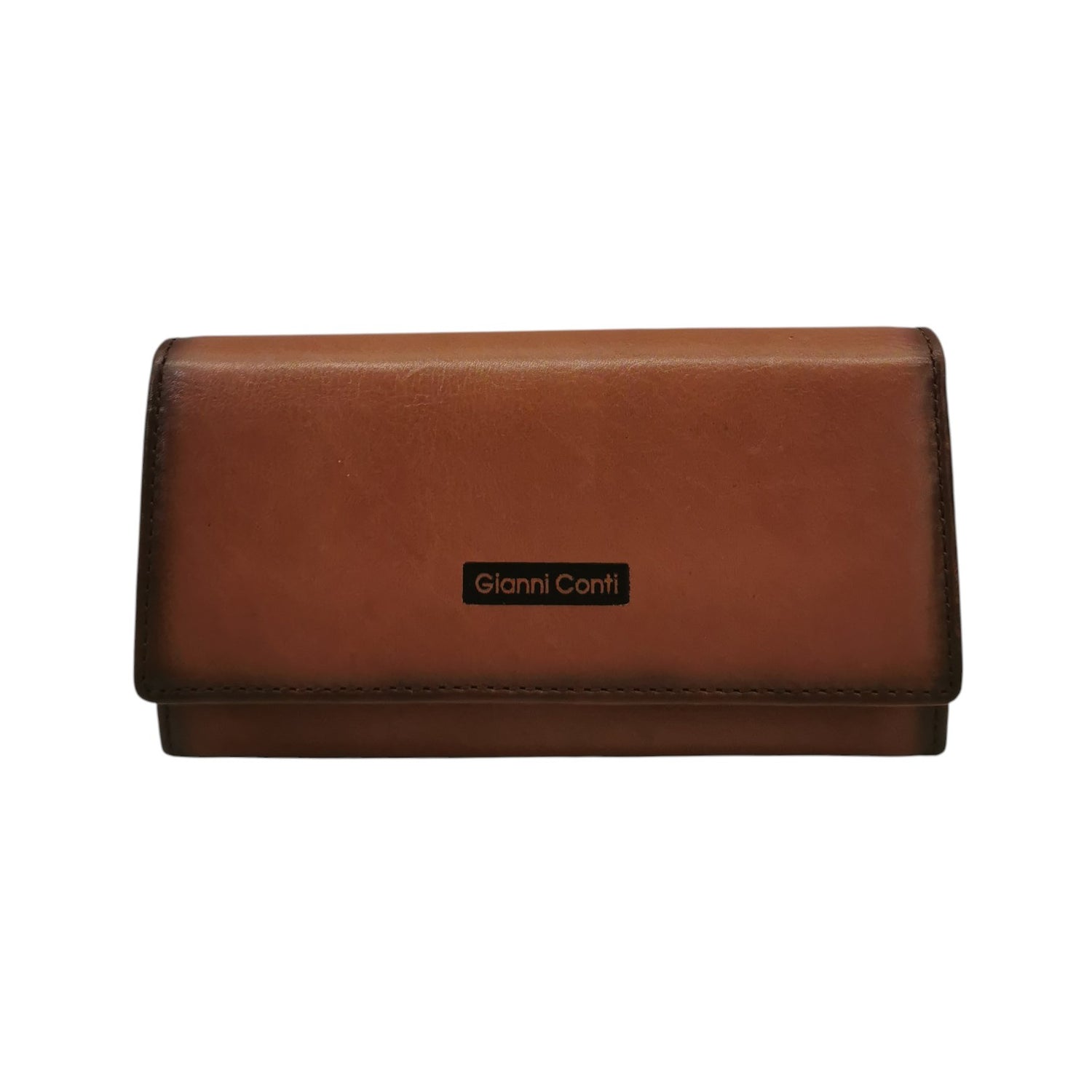 Gianni Conti Portafoglio Donna in Vera Pelle Bruciato con Bottone e Sfumature