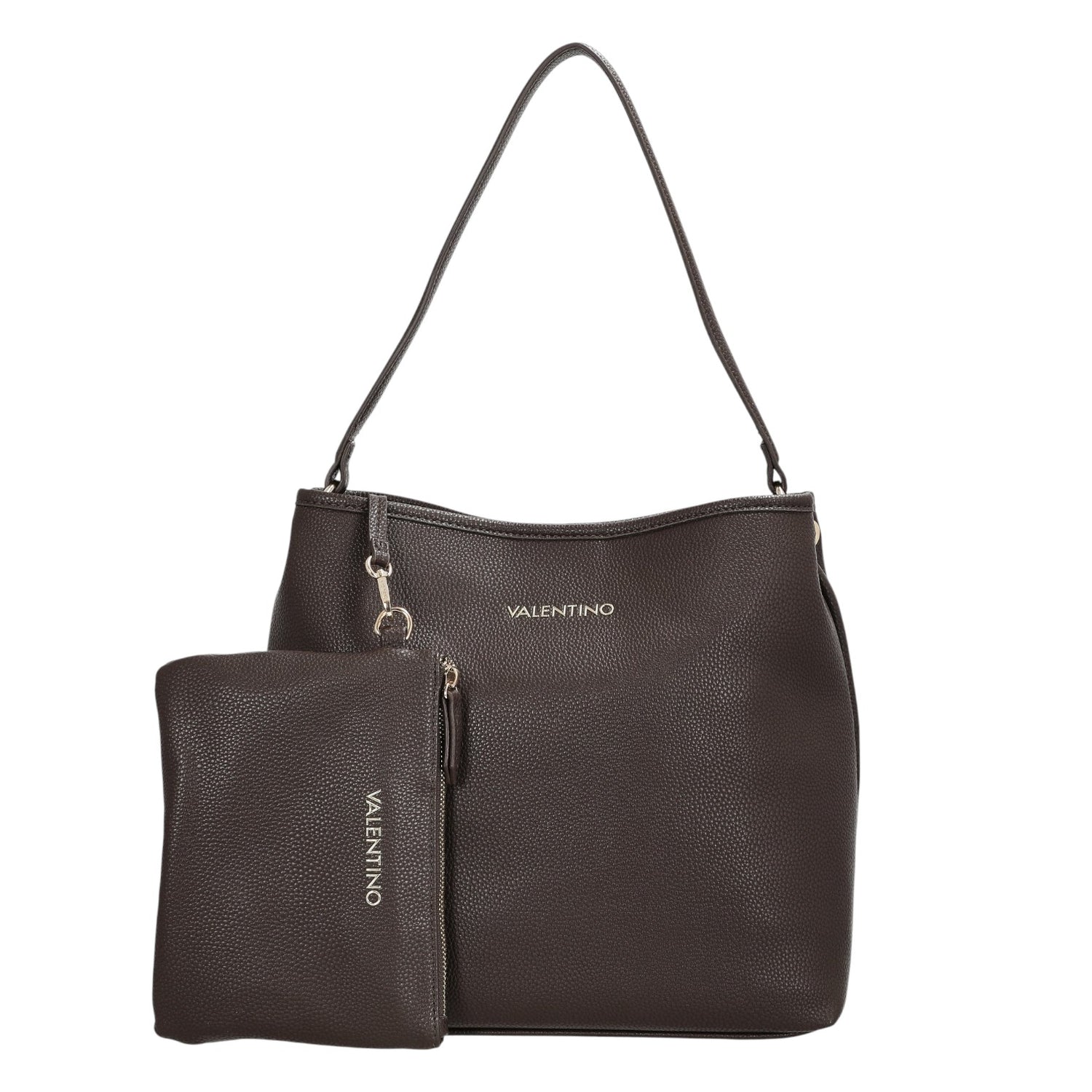 Mario Valentino Borsa a Spalla Brixton Donna in Ecopelle Martellata Moro con Pochette