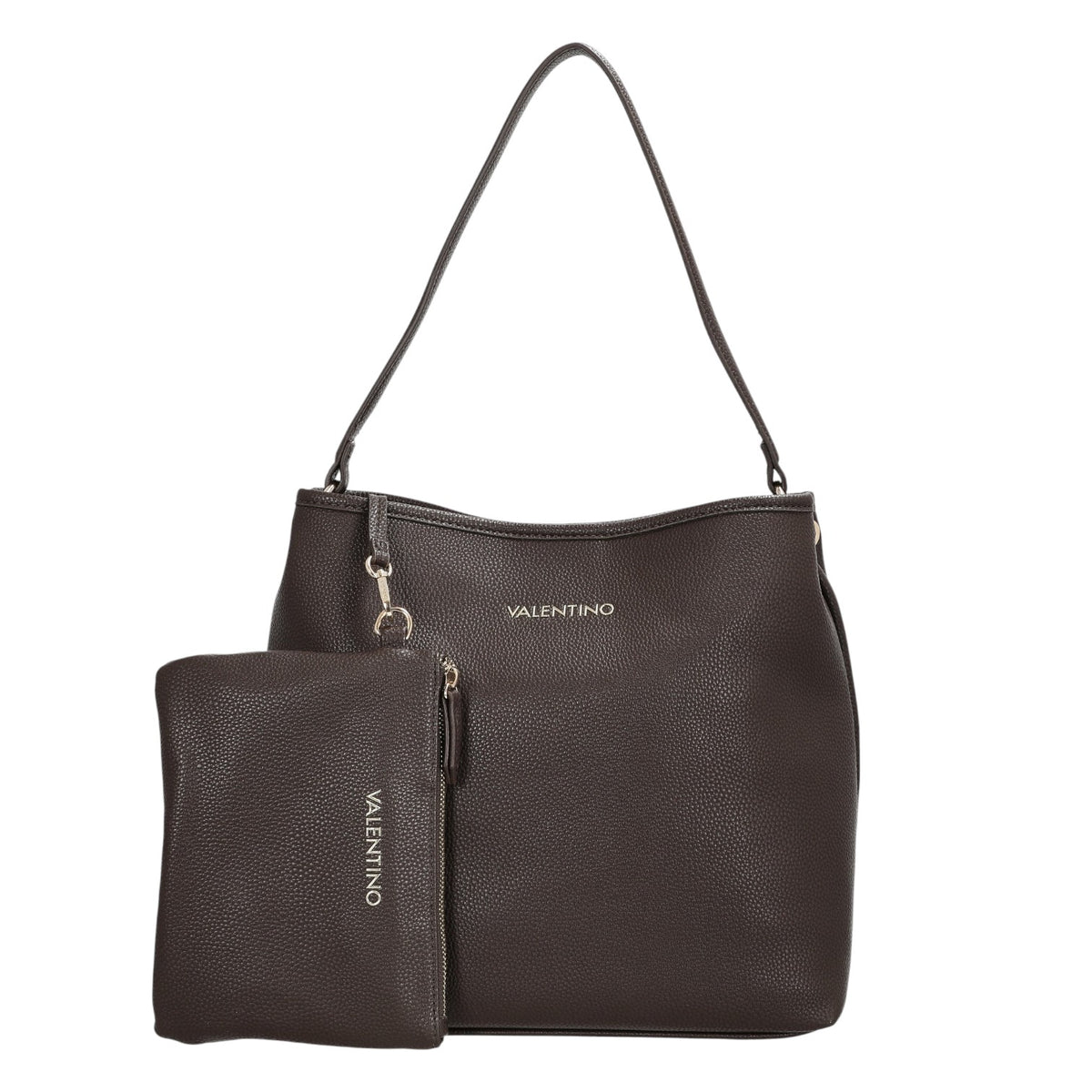Mario Valentino Borsa a Spalla Brixton Donna in Ecopelle Martellata Moro con Pochette