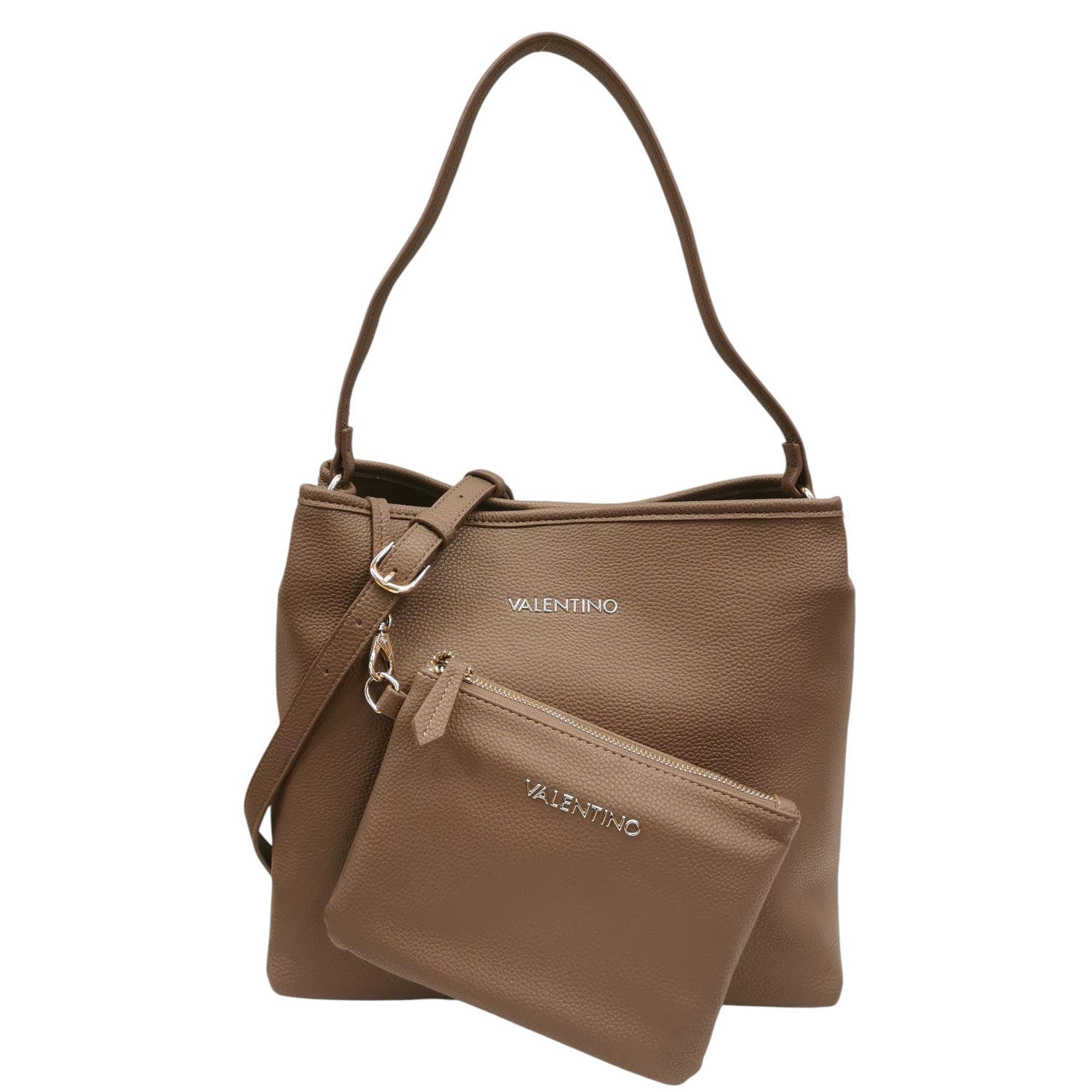 Mario Valentino Borsa a Spalla Brixton Donna in Ecopelle Martellata Tortora con Pochette