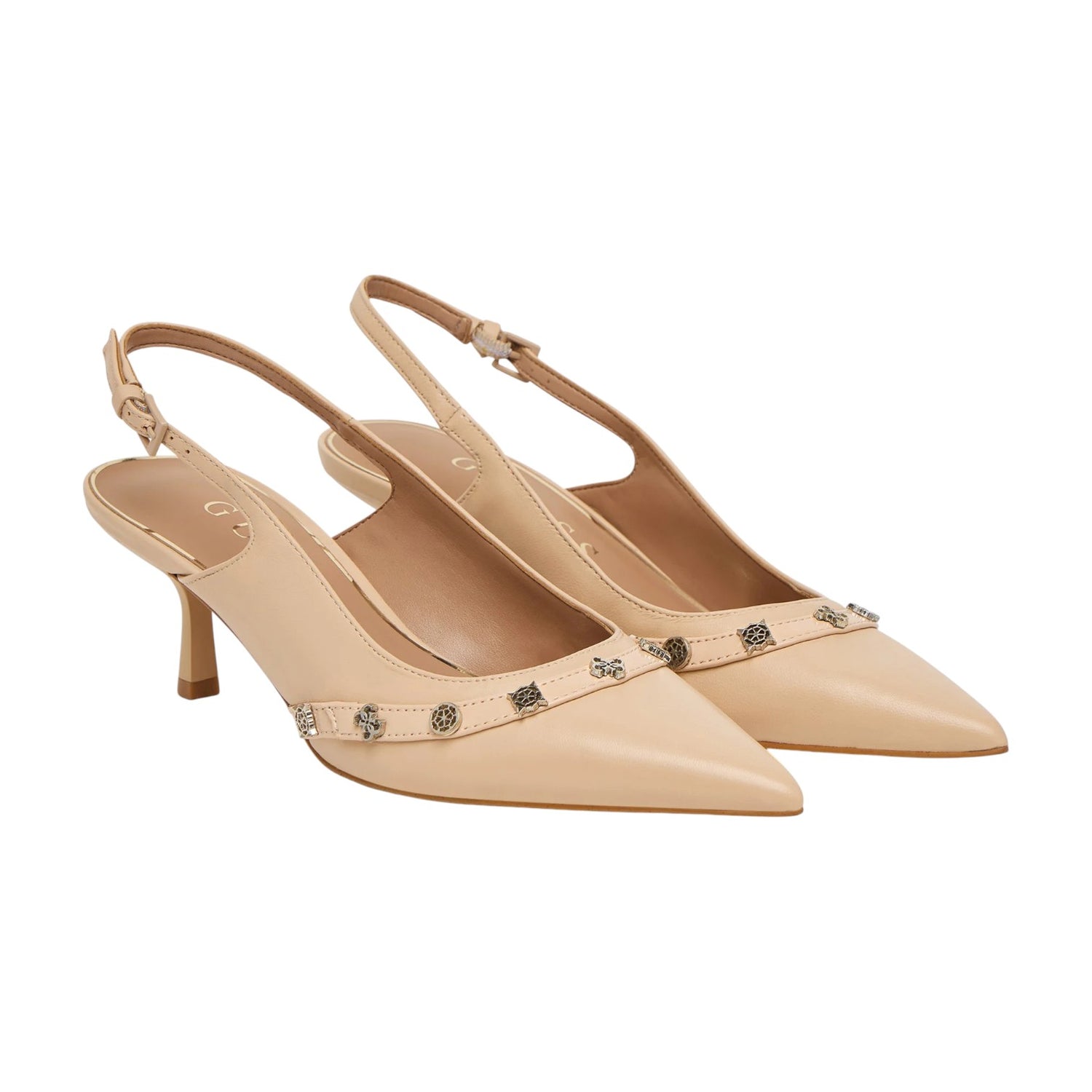 Guess Chanelle Donna in Pelle Nudo con Accessori in Metallo 4G peony e Tacco Alto 70mm