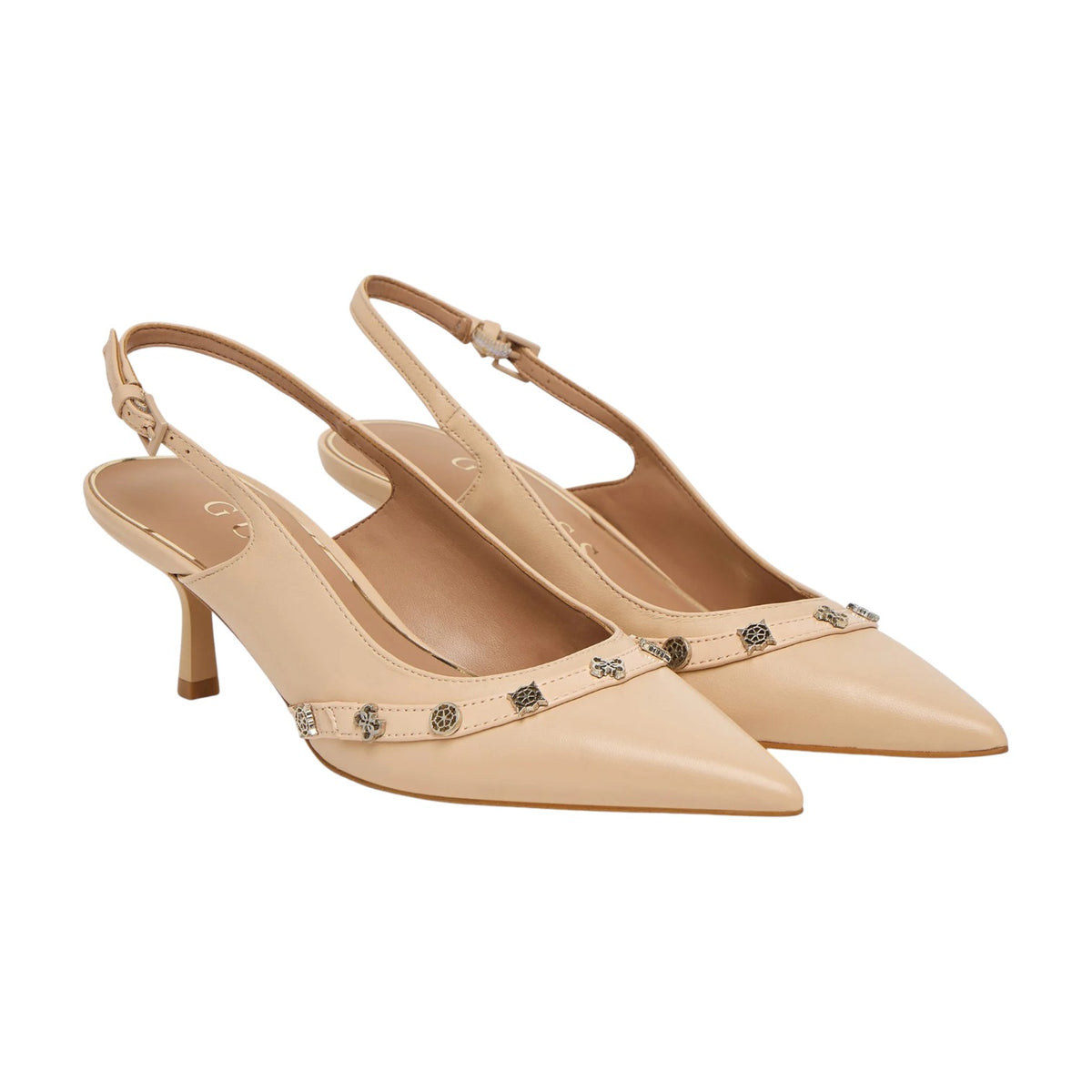 Guess Chanelle Donna in Pelle Nudo con Accessori in Metallo 4G peony e Tacco Alto 70mm